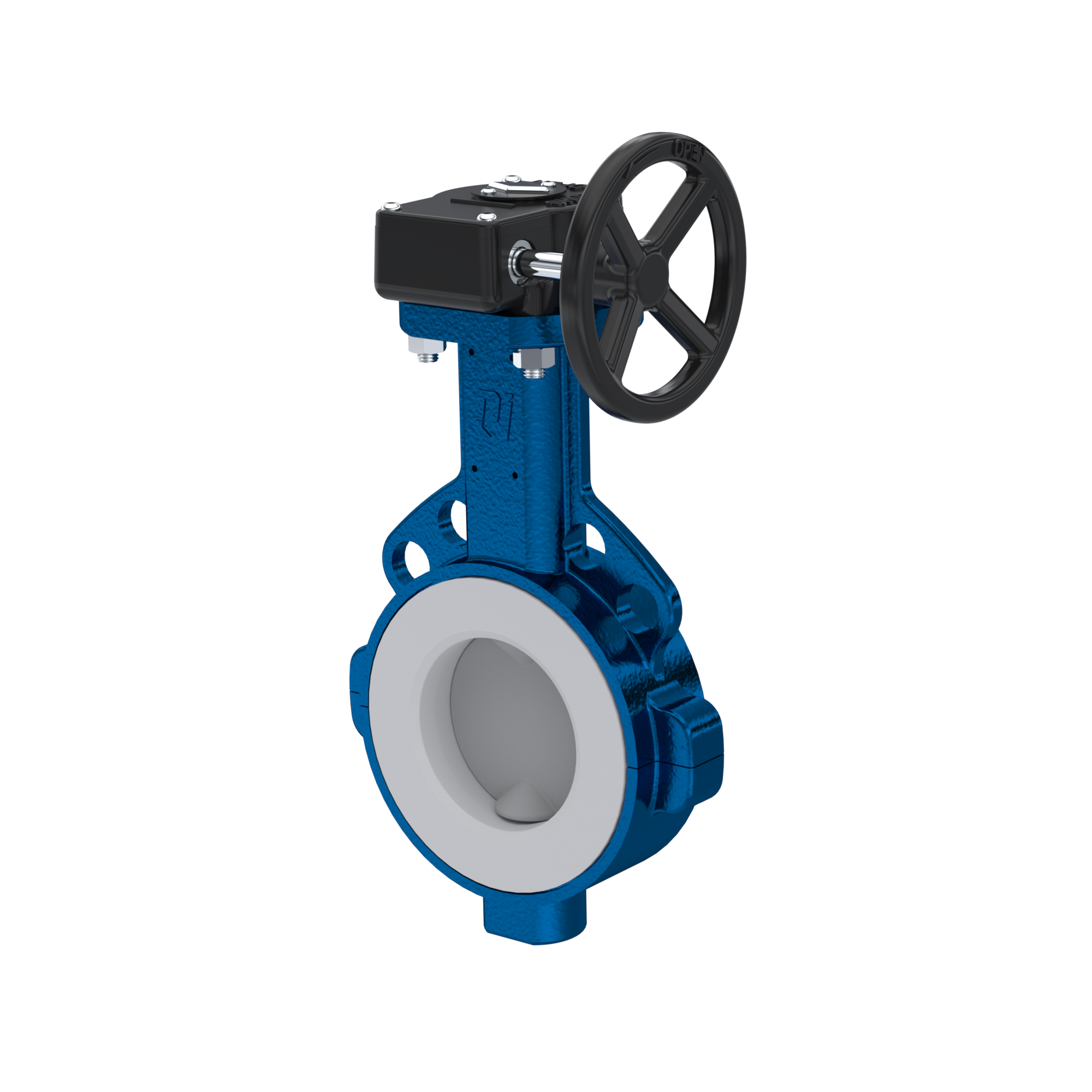 PFA-Absperrklappe PTFE AK09 DN50 ANSI150 Handradgetriebe Silikon Einlage