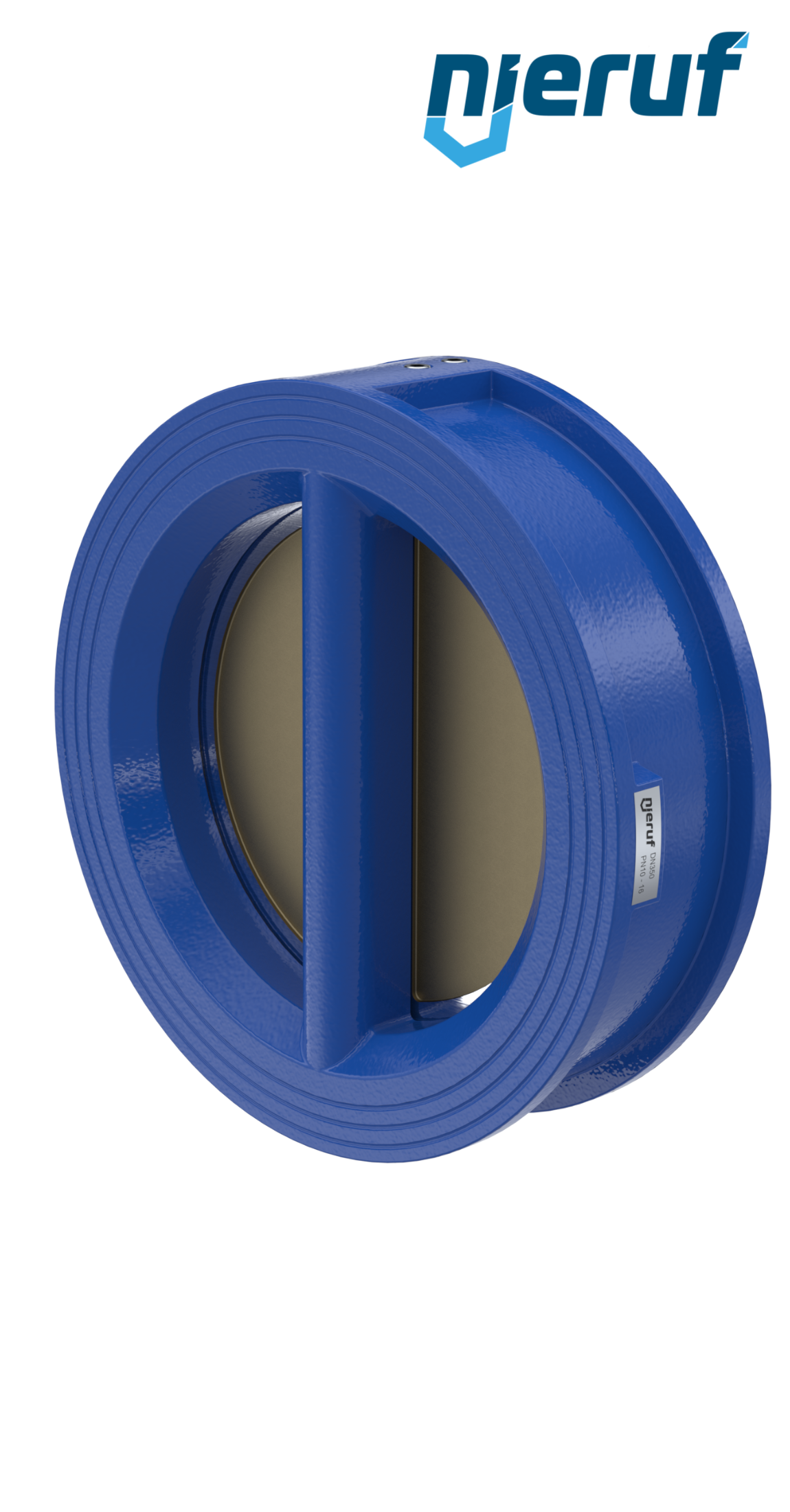 Doppelflügel-Rückschlagklappe DN350 ANSI150 DR04 ANSI 150 GGG40 epoxid-beschichtet blau 180µm FKM