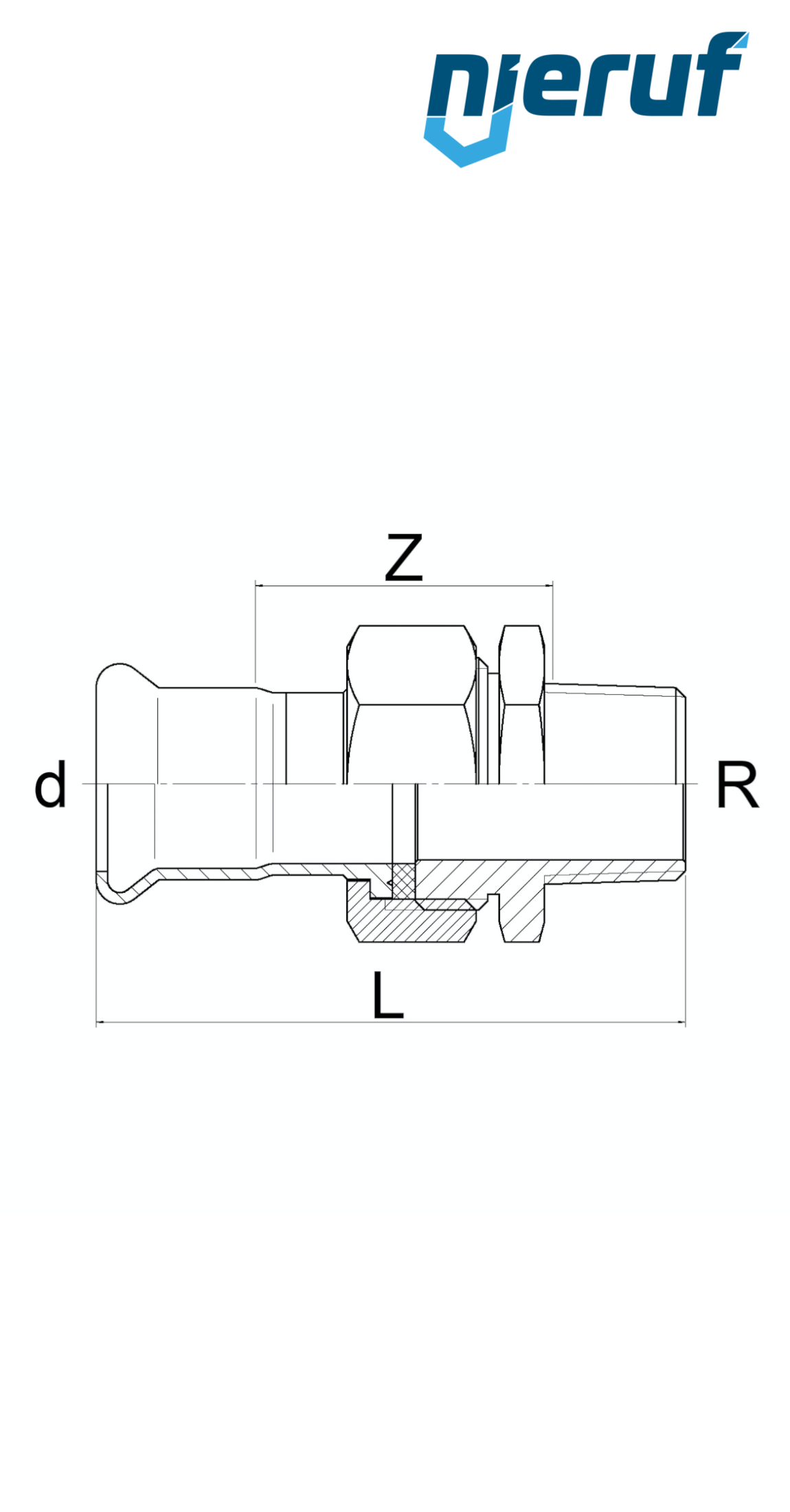 Union Coupling Pressfitting F DN32 - 35,0 mm male thread 1 1/4" inch stainless steel