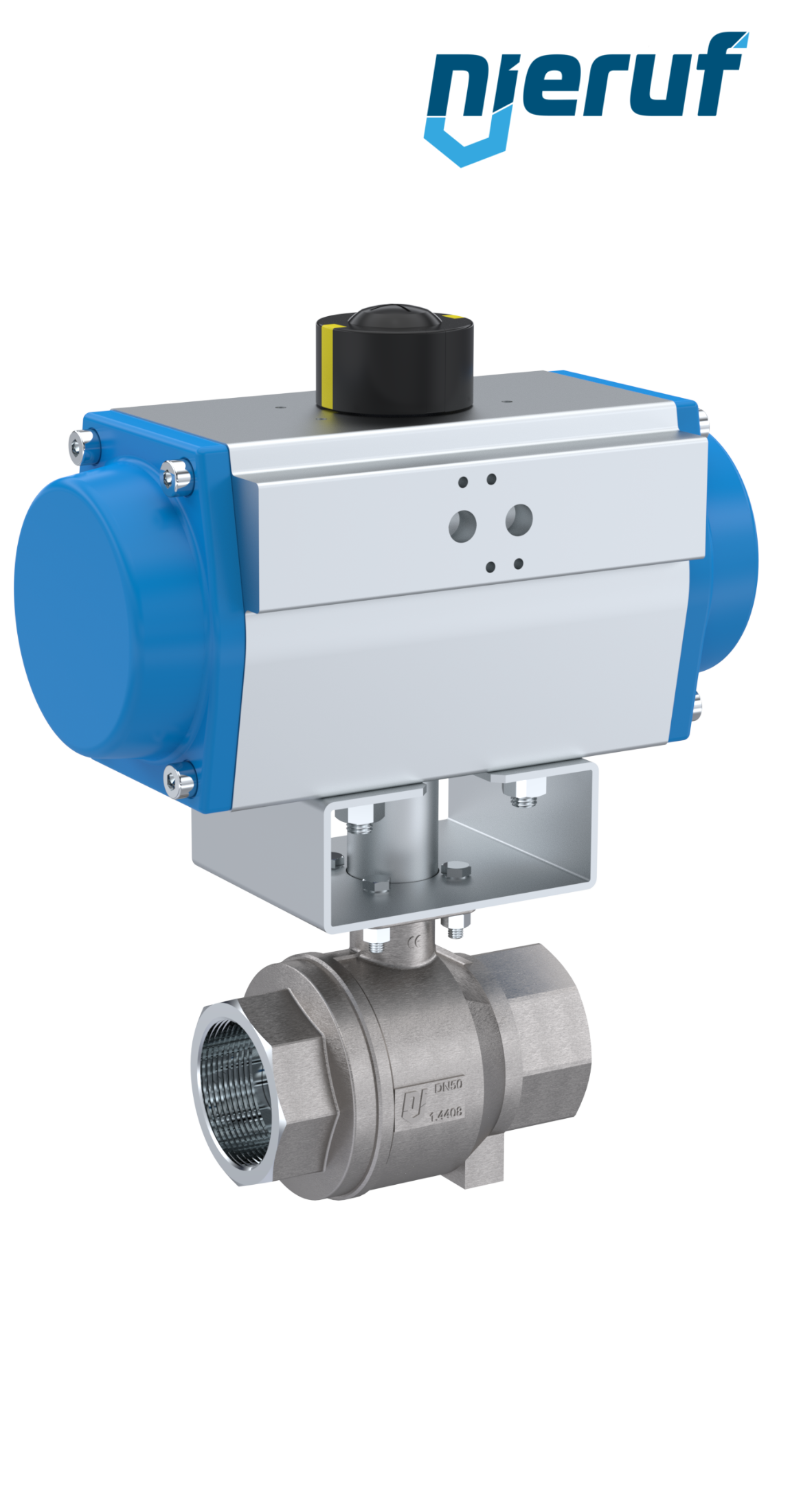 Trinkwasser-Kugelhahn pneumatisch DN20 - 3/4" Zoll Drehantrieb einfachwirkend federschließend PK02
