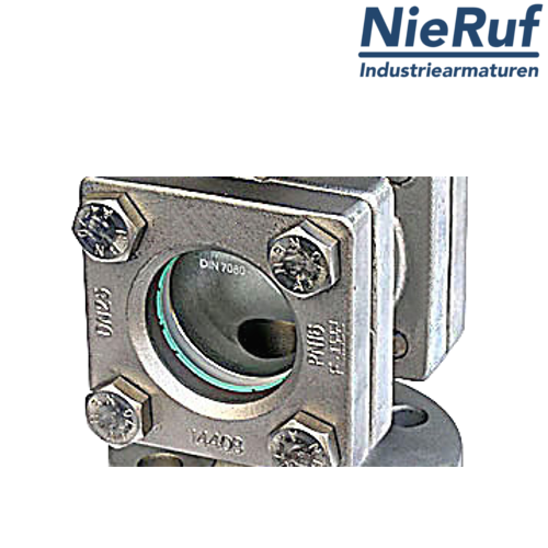 Flansch Schauglas DN15 - 1/2" Zoll Stahlguss Natron-Kalk-Glas Version mit Tropfnase