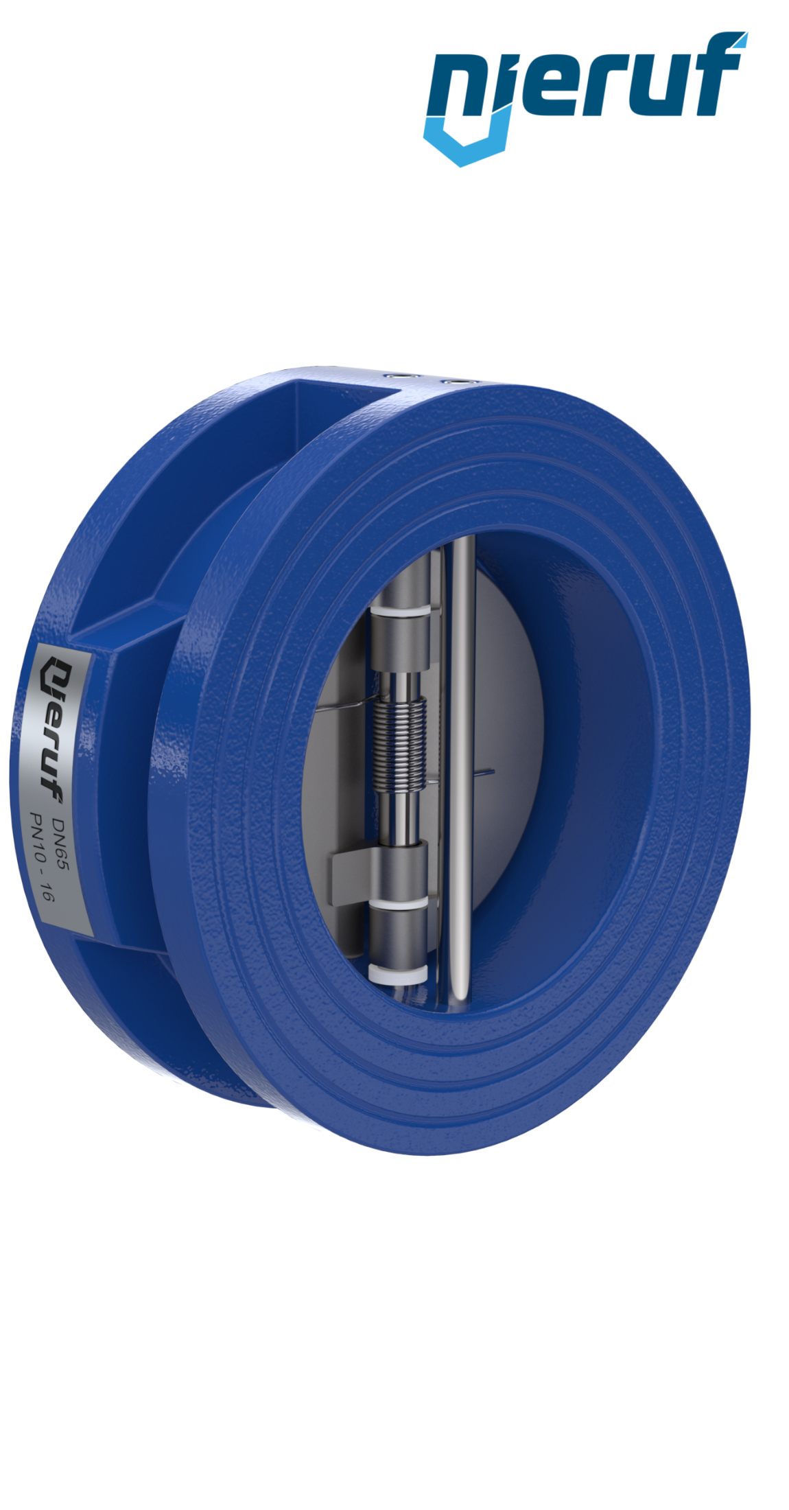 Doppelflügel-Rückschlagklappe DN65 ANSI150 DR01 ANSI 150 GGG40 epoxid-beschichtet blau 180µm FKM