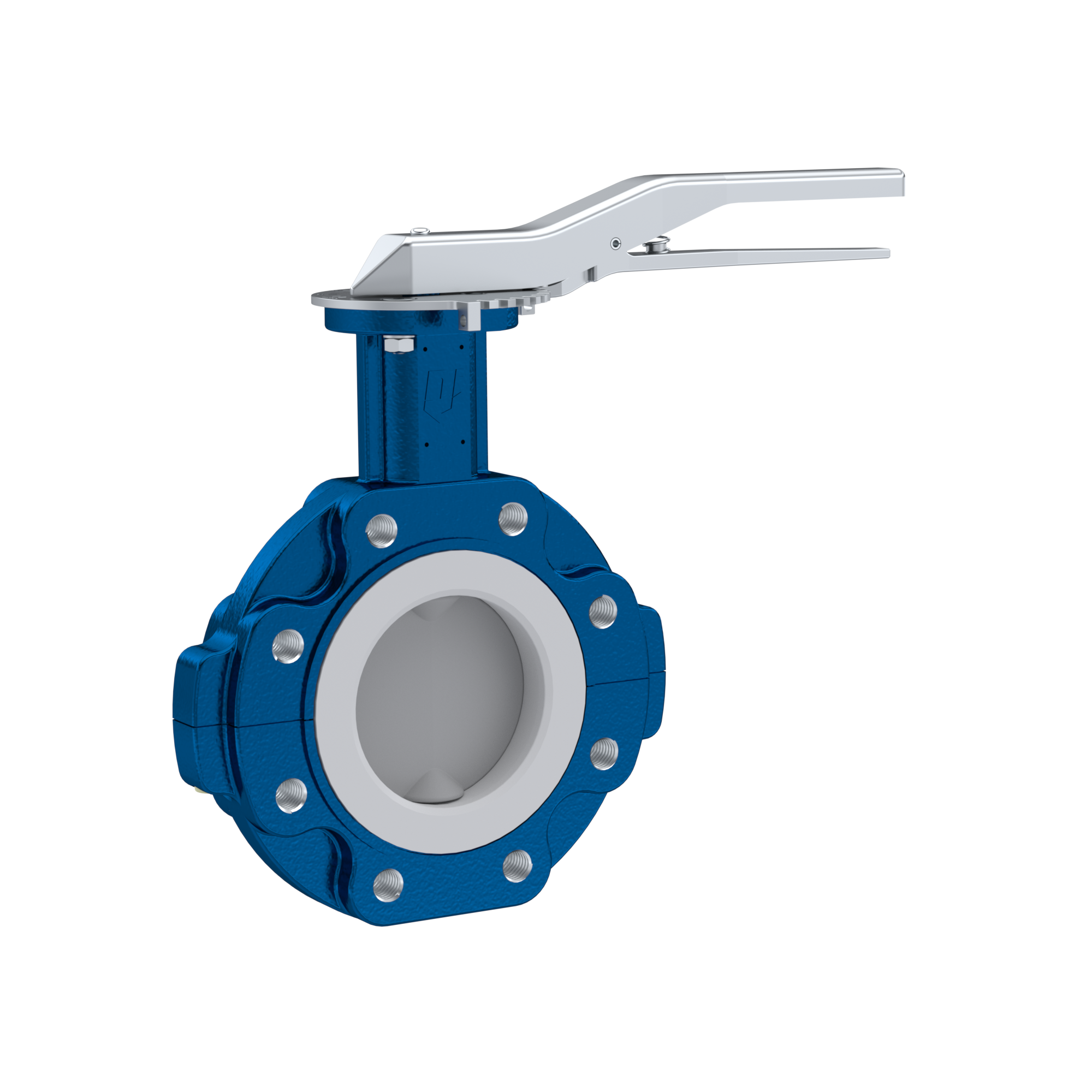 PFA-Absperrklappe PTFE AK10 DN125 PN10-PN16 Rasthebel EPDM Einlage