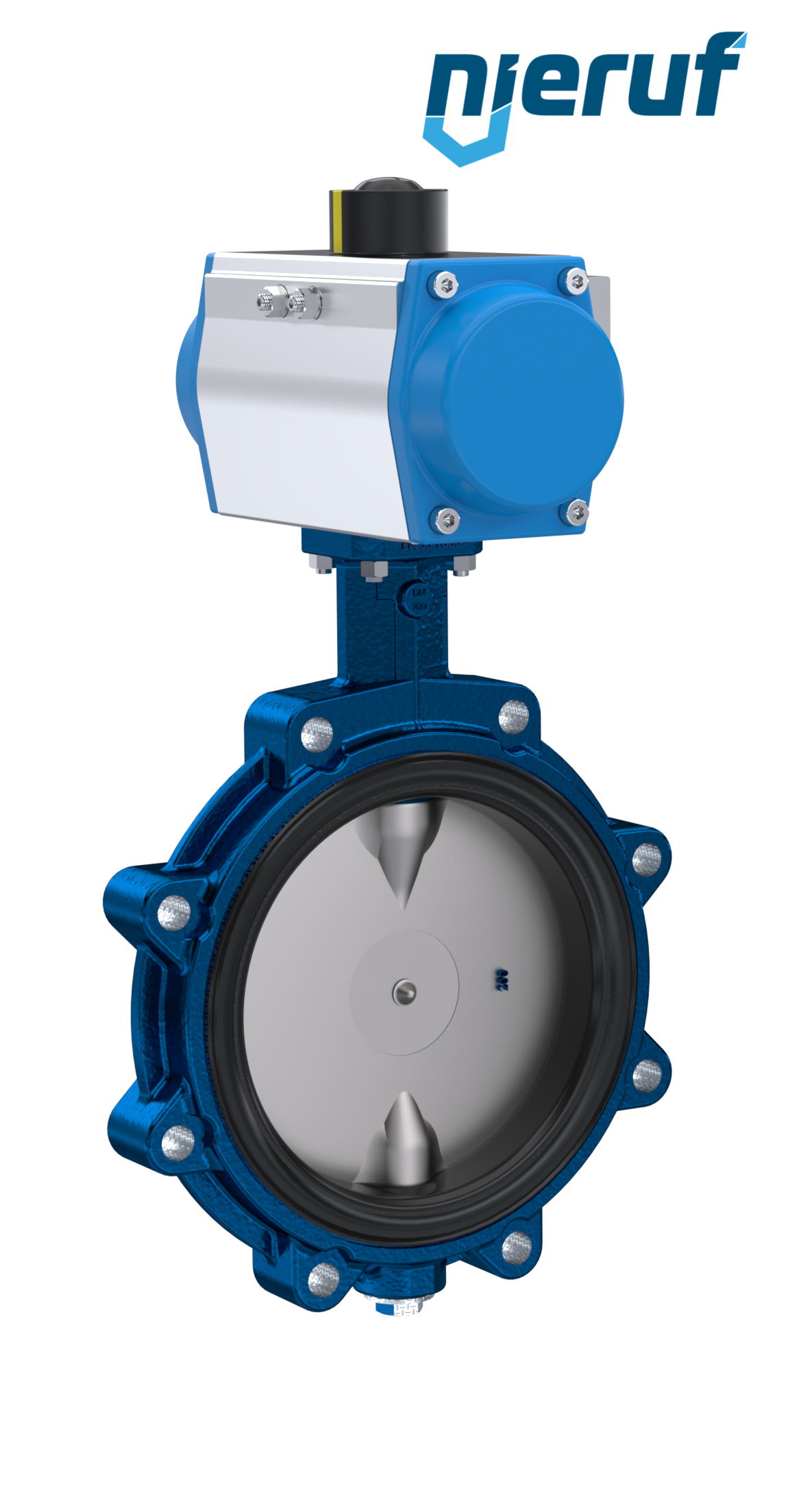 valvola a farfalla DN 80 AK02 NBR-70-nero DVGW gas attuatore pneumatico a doppio effetto