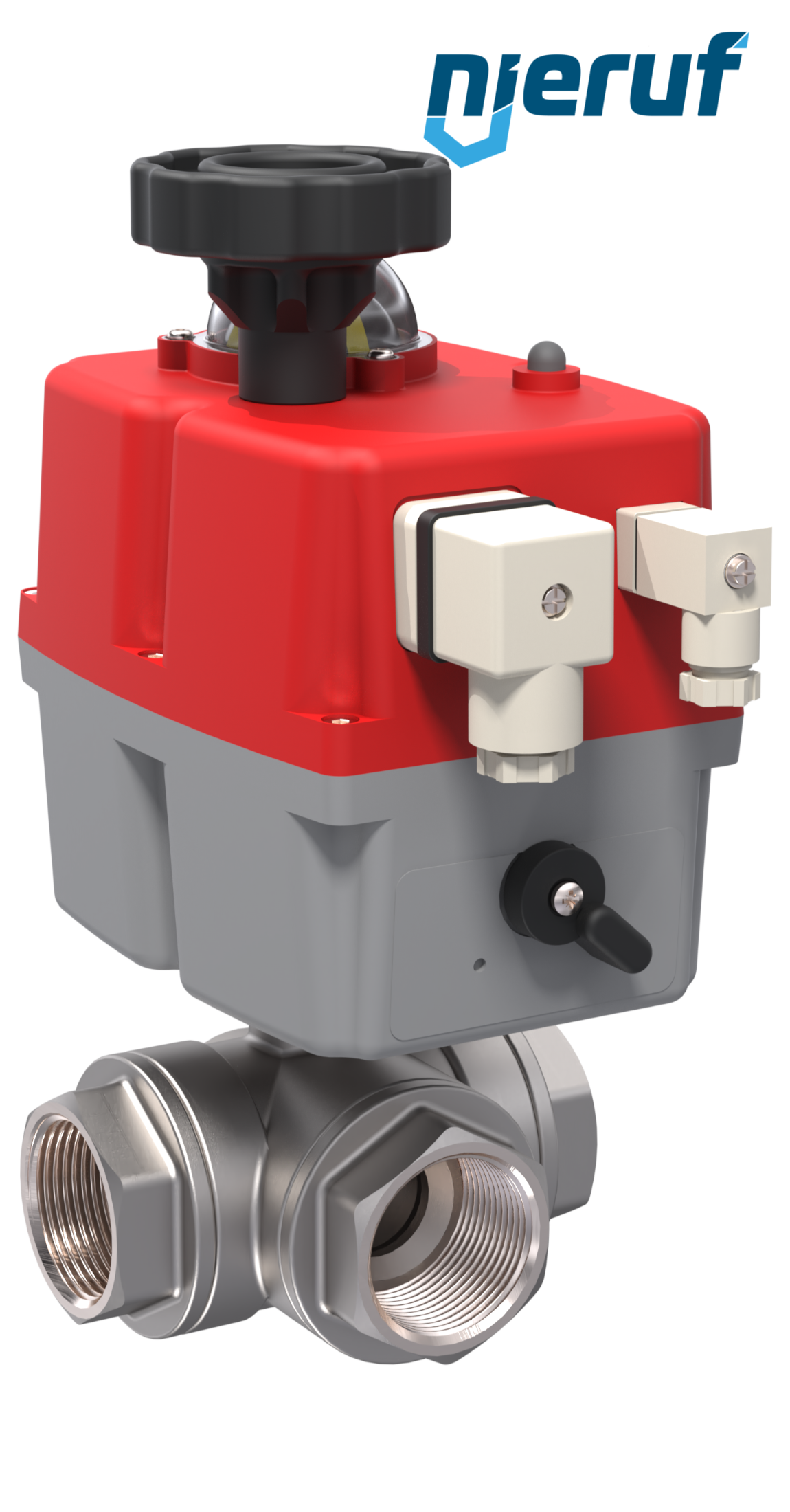 3-drożny elektryczny zawór kulowy 24-240V DN8 - 1/4" cala ze stali nierdzewnej zredukowany przepływ z otworem L