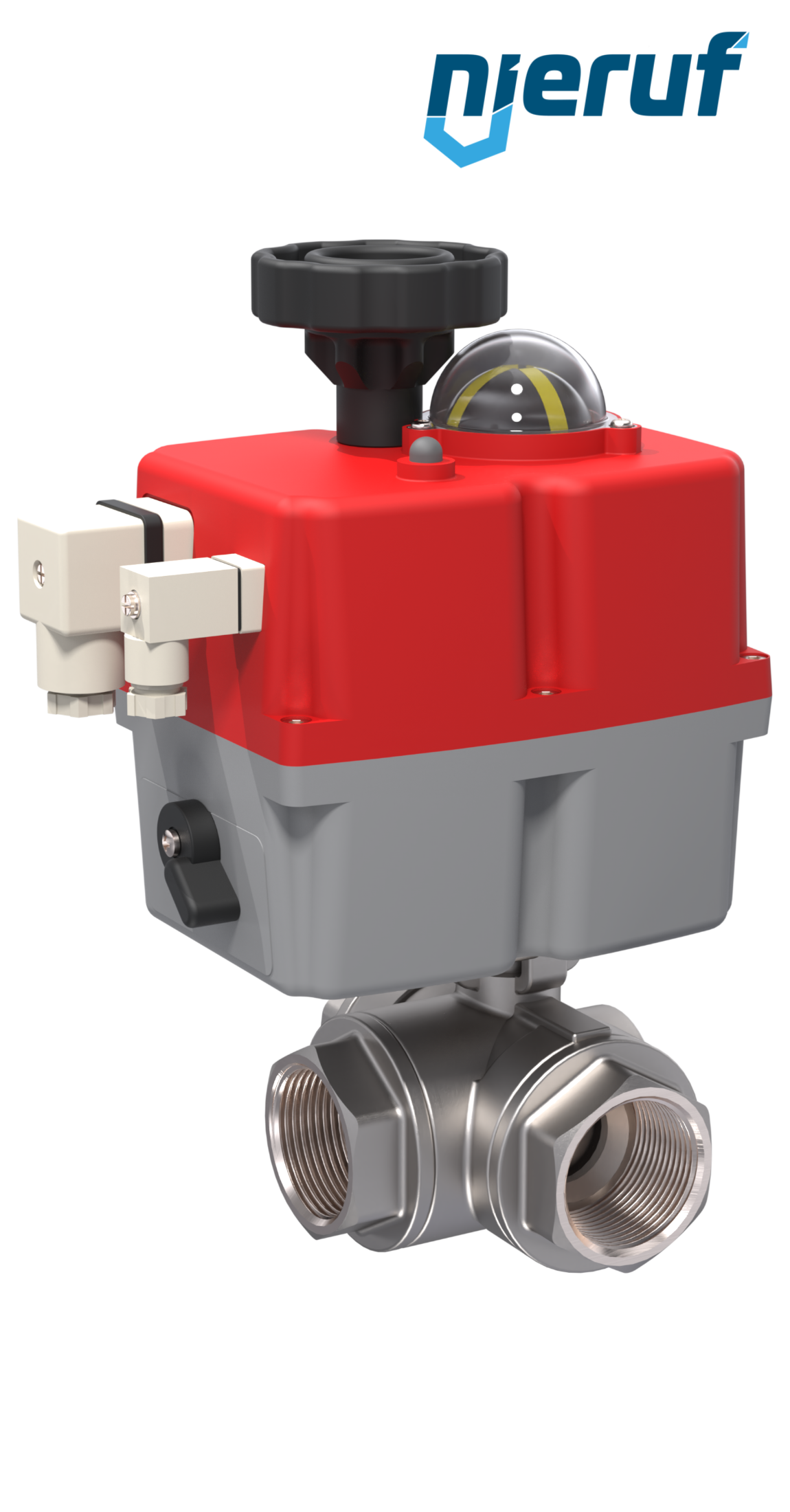 3 way automatic-ball valve 24-240V DN32 - 1 1/4" inch stainless steel reduced port design with T drilling