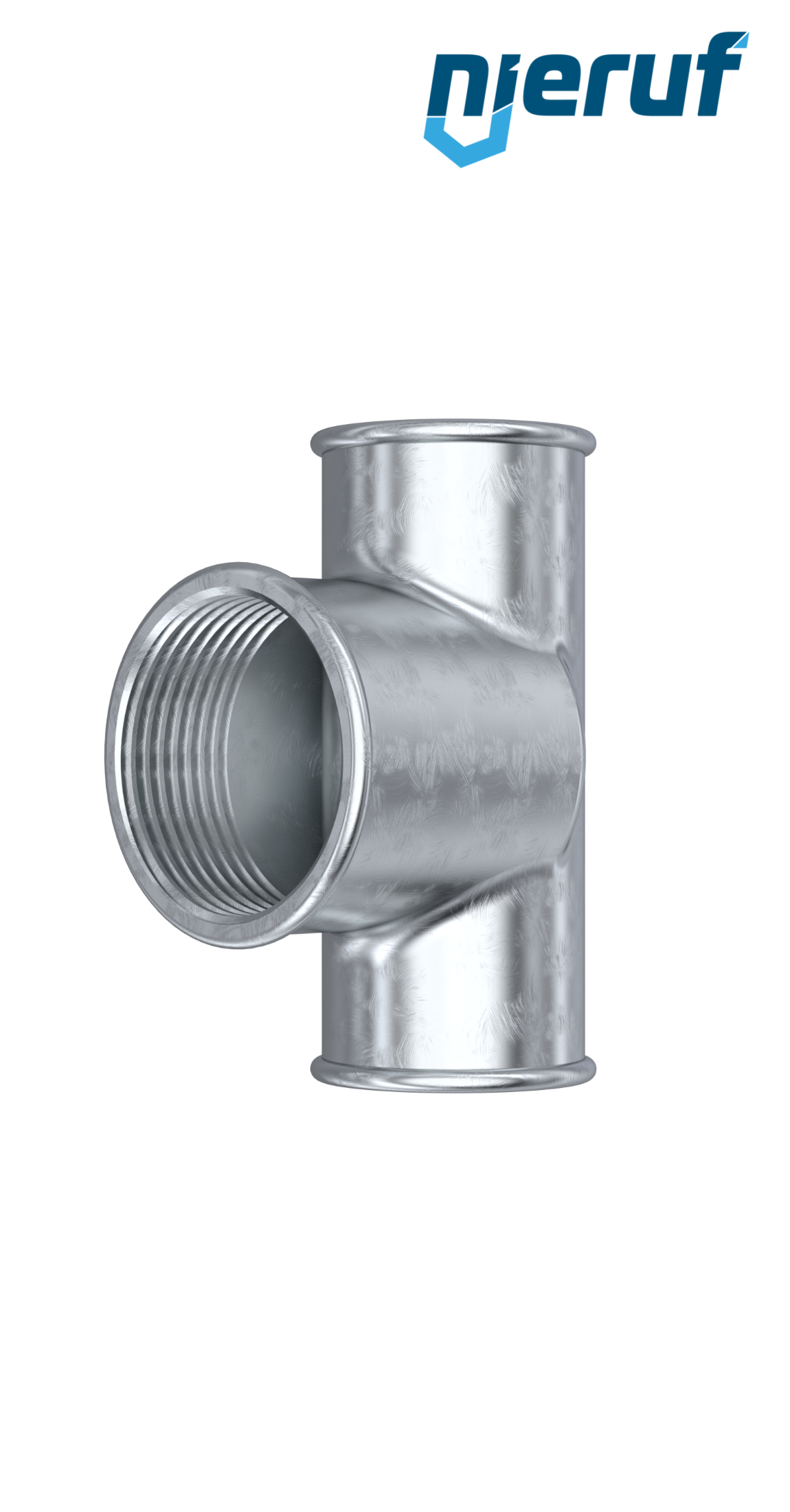 Tempergussfitting T-Stück Abzweig vergrößert Nr. 130, 1 1/2" x 2" Zoll verzinkt