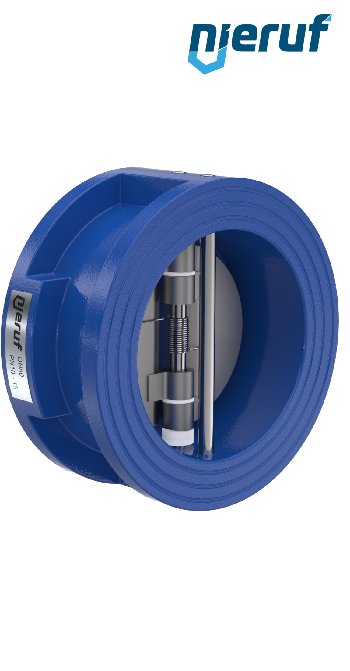 Doppelflügel-Rückschlagklappe DN80 ANSI150 DR02 ANSI 150 GGG40 epoxid-beschichtet blau 180µm FKM