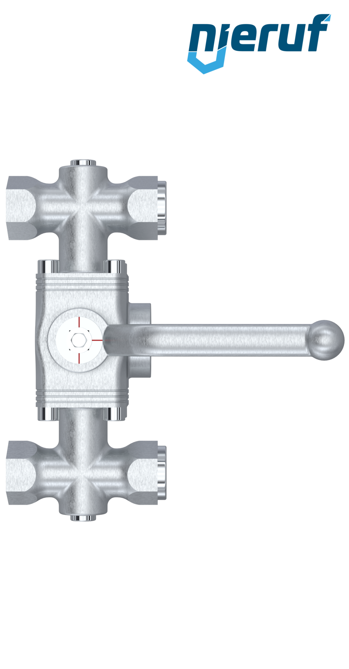 ball diverter valve DN25 - 1" inch GK16 L Drilling inlet female thread 1 1/4" inch