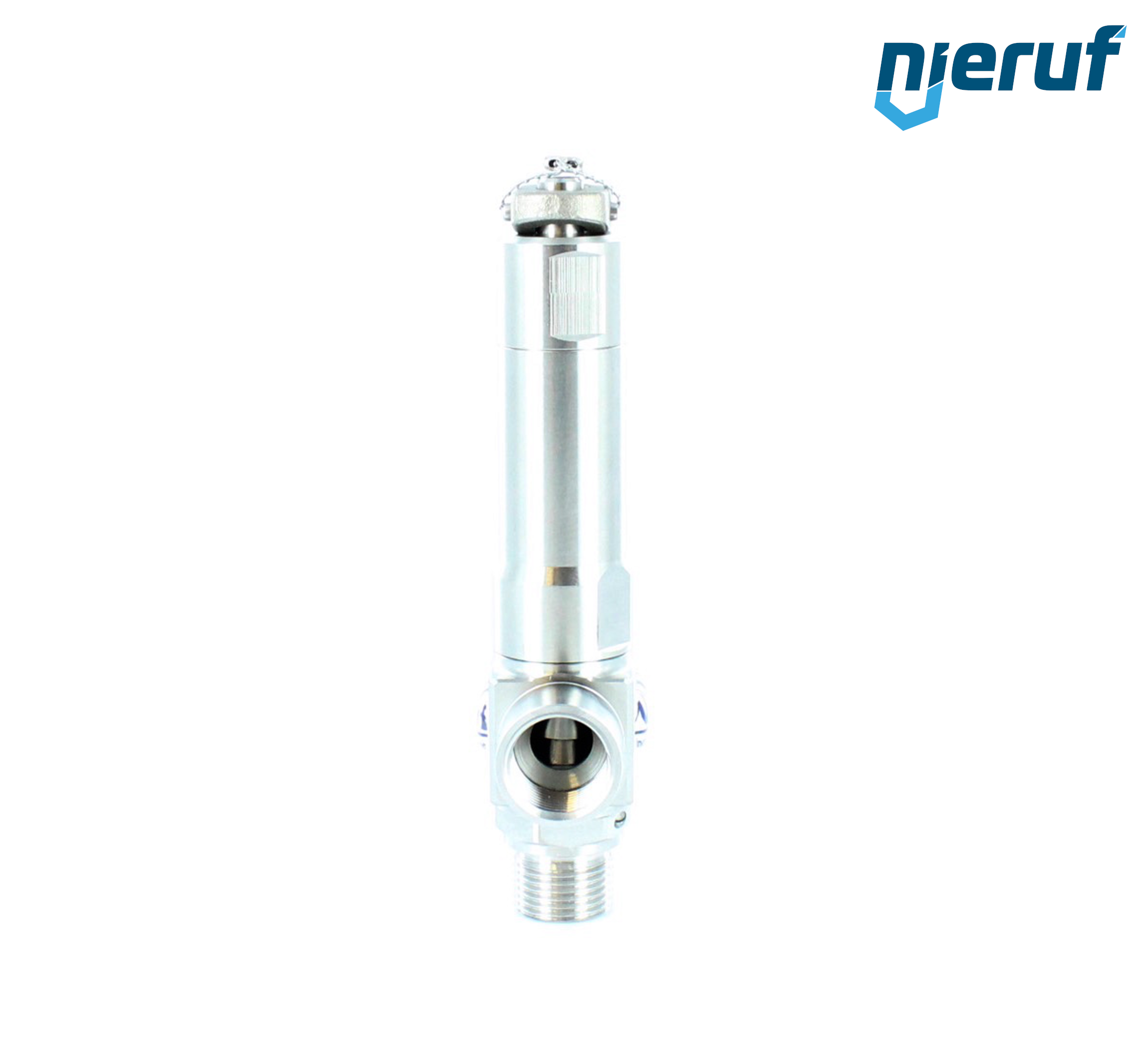 Eck-Sicherheitsventil 1/4" AG  x 3/8" IG SV12, Edelstahl PTFE, mit Hebel