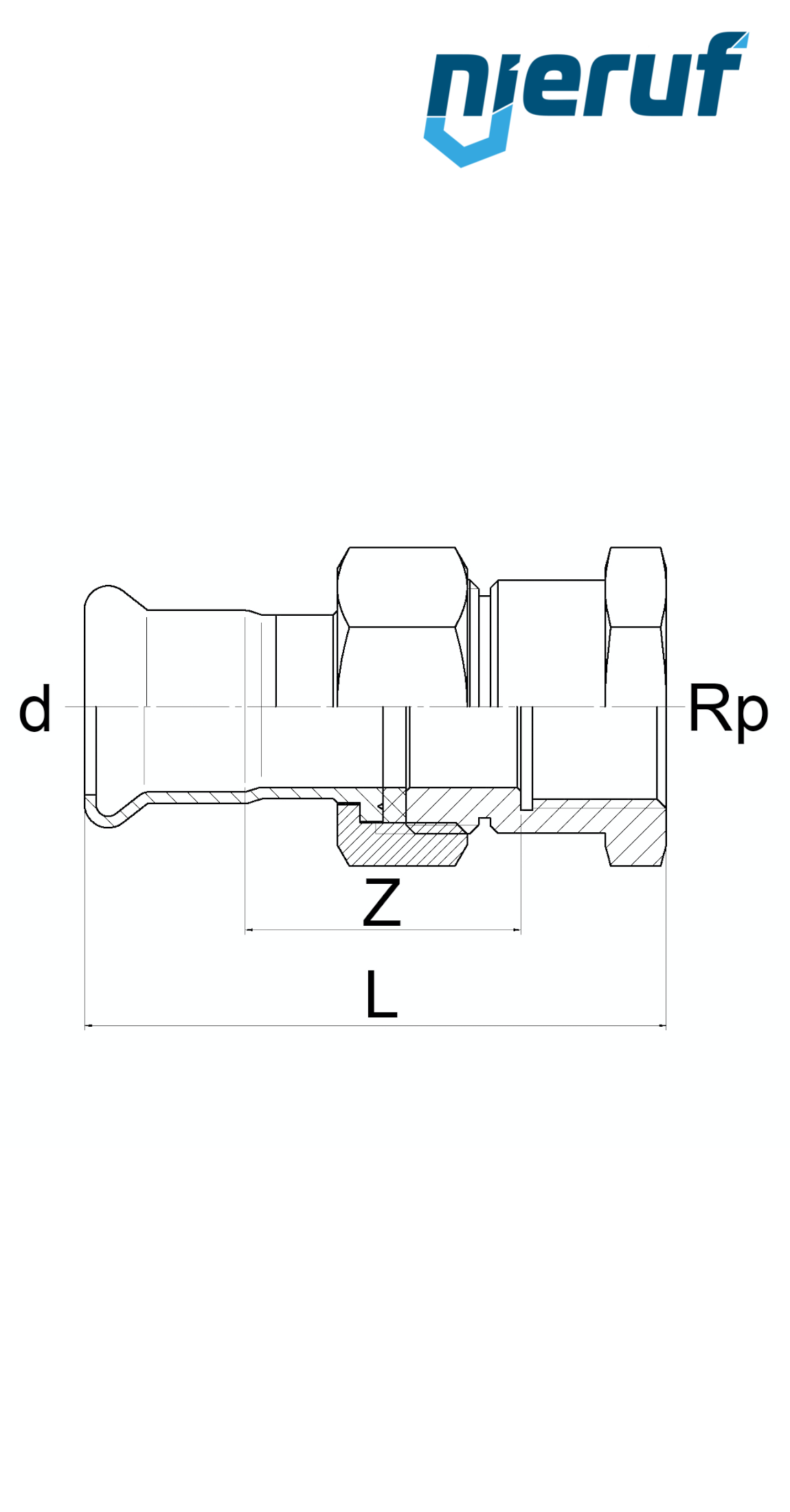 Union Coupling Pressfitting F DN12 - 15,0 mm female thread 3/4" inch stainless steel