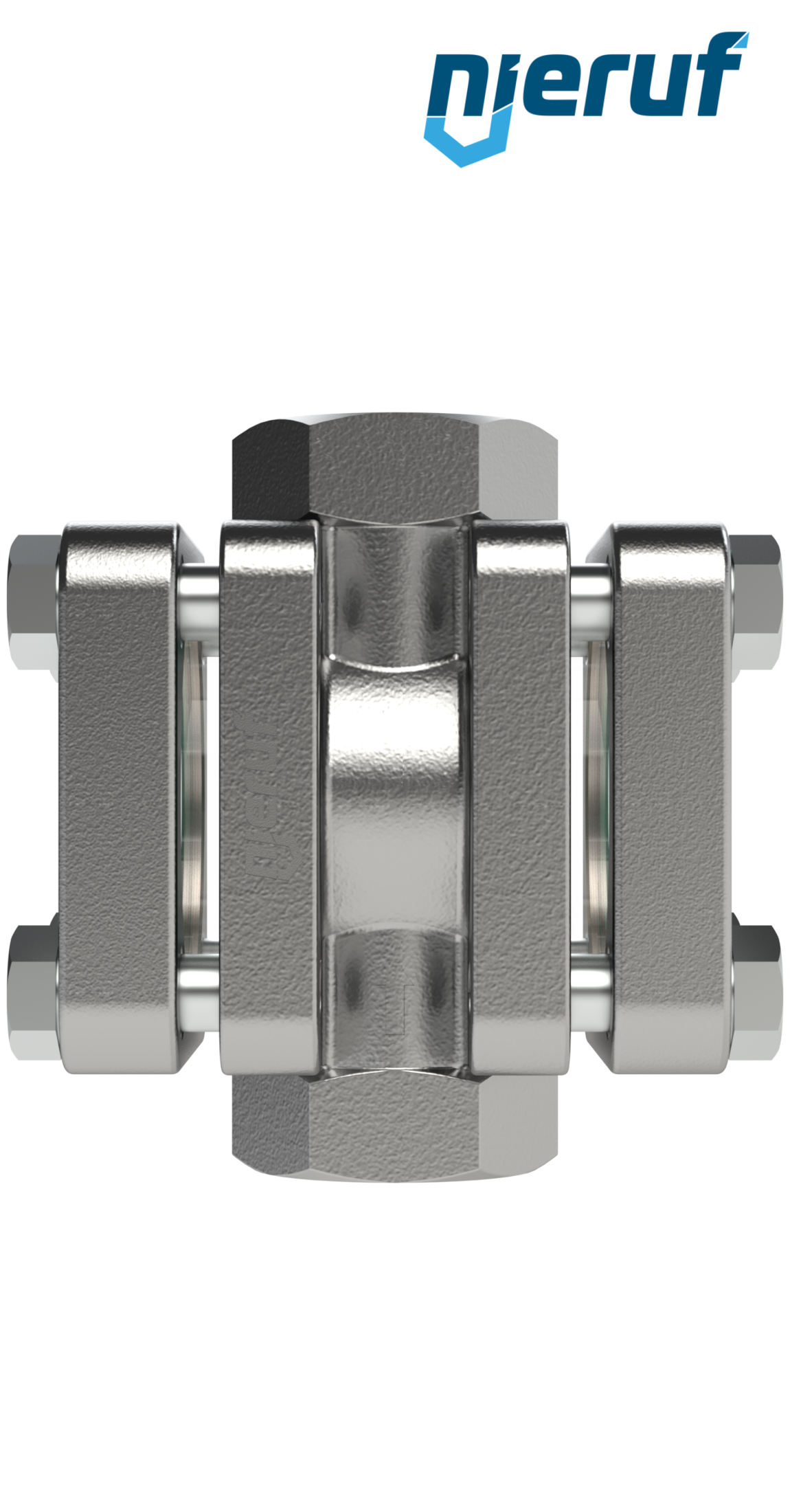 Durchfluss-Schauglas DN10 - 3/8" Zoll  Edelstahl Borosilikatglas Version mit Klappe