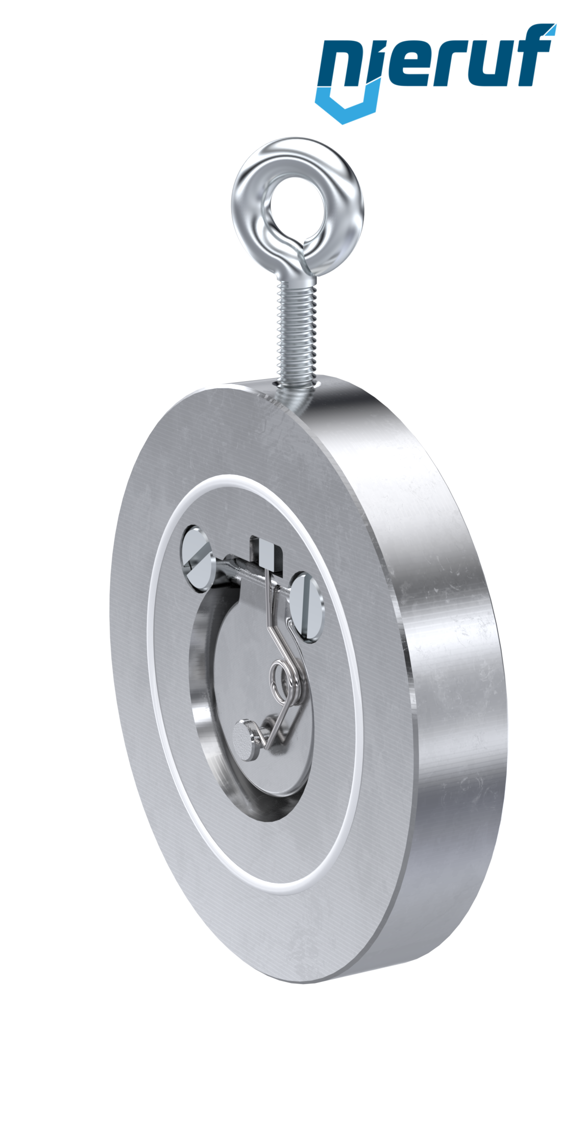 swing check valve with spring DN40 ZR03 steel 1.0460 / A 105, zinc plated PTFE
