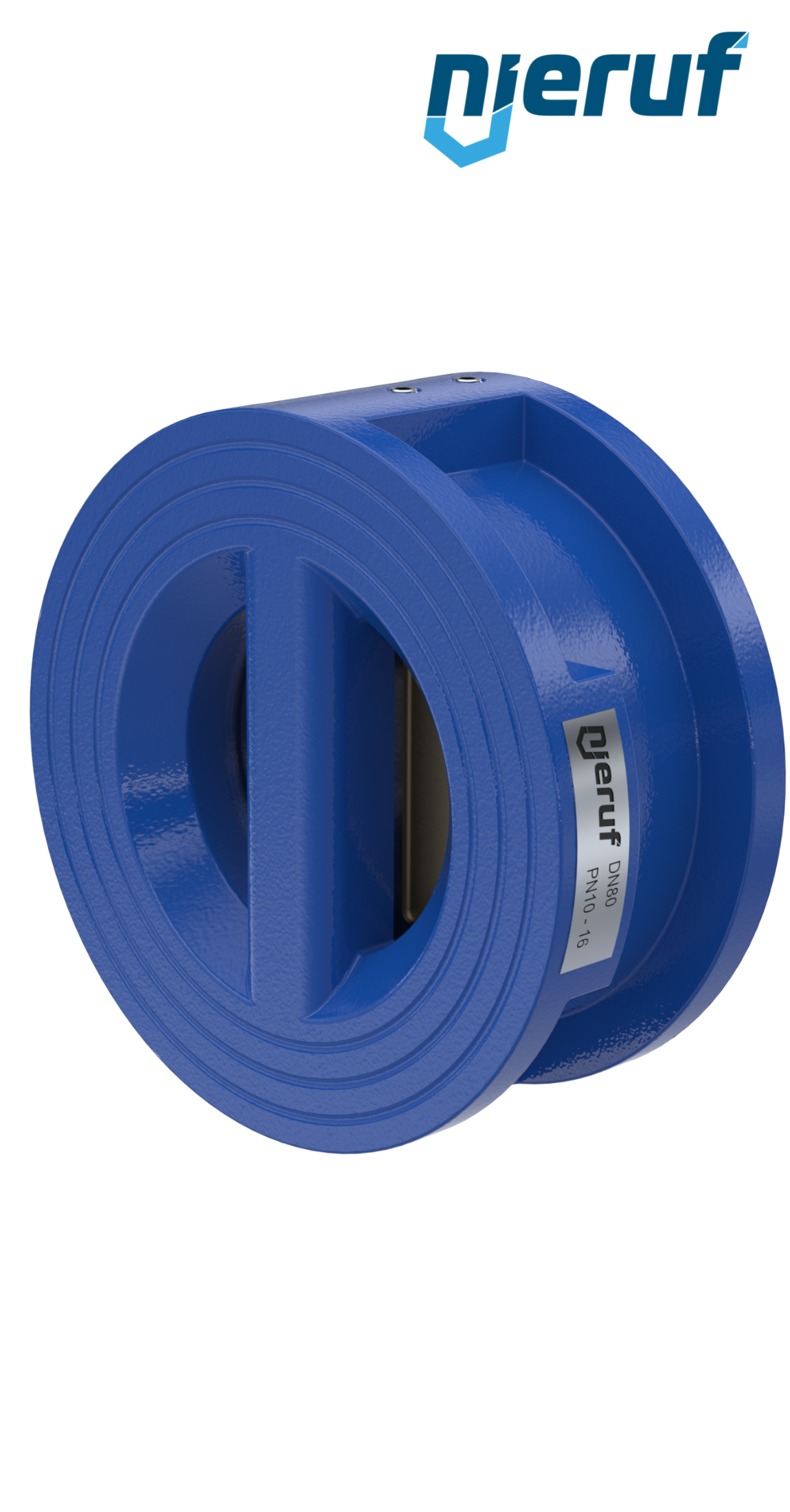 Doppelflügel-Rückschlagklappe DN80 ANSI150 DR04 ANSI 150 GGG40 epoxid-beschichtet blau 180µm FKM