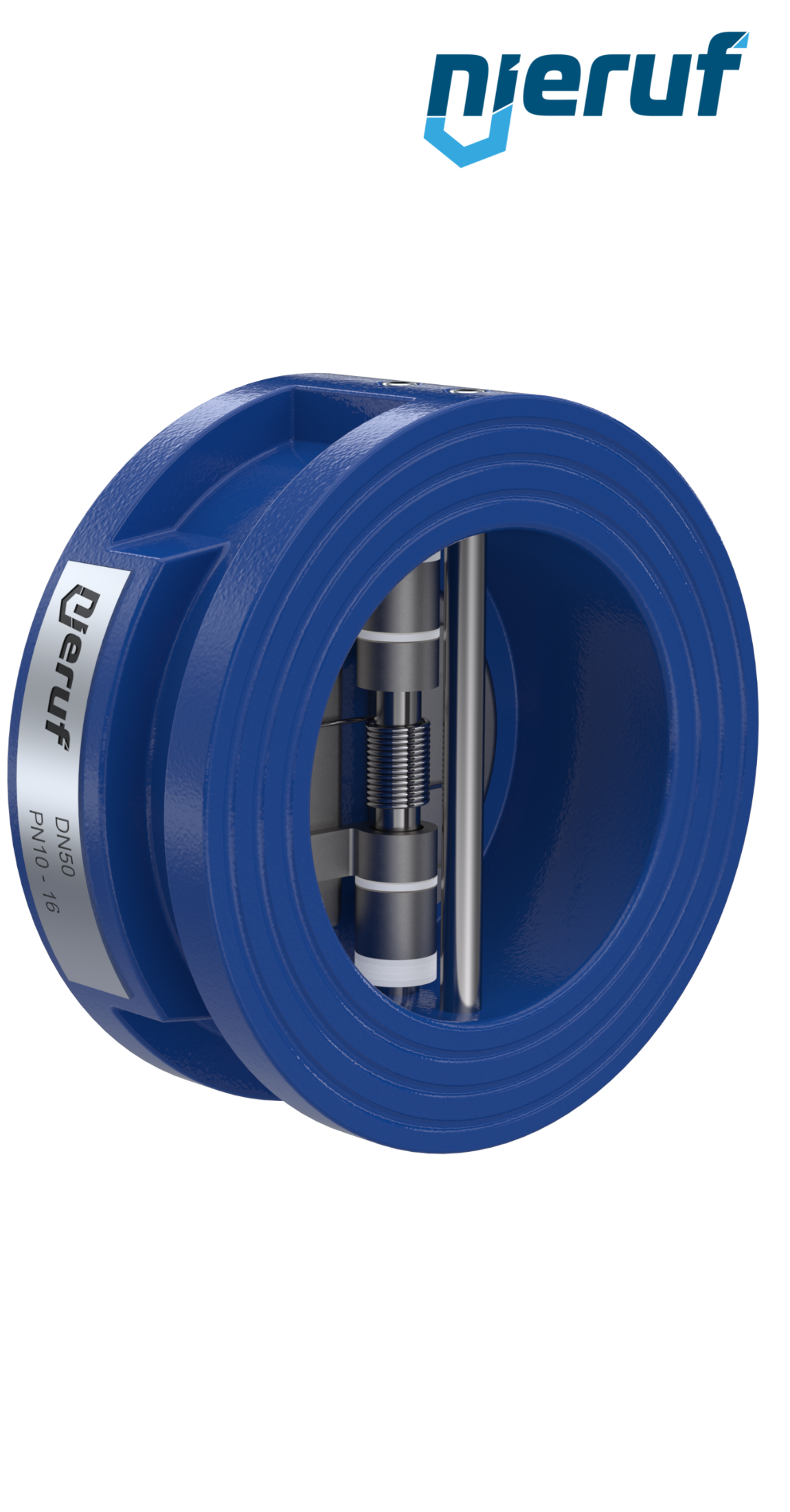 Doppelflügel-Rückschlagklappe DN50 ANSI150 DR02 ANSI 150 GGG40 epoxid-beschichtet blau 180µm FKM