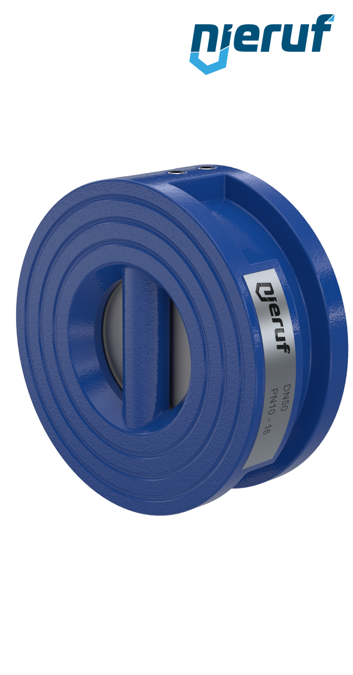 Doppelflügel-Rückschlagklappe DN50 ANSI150 DR01 ANSI 150 GGG40 epoxid-beschichtet blau 180µm FKM