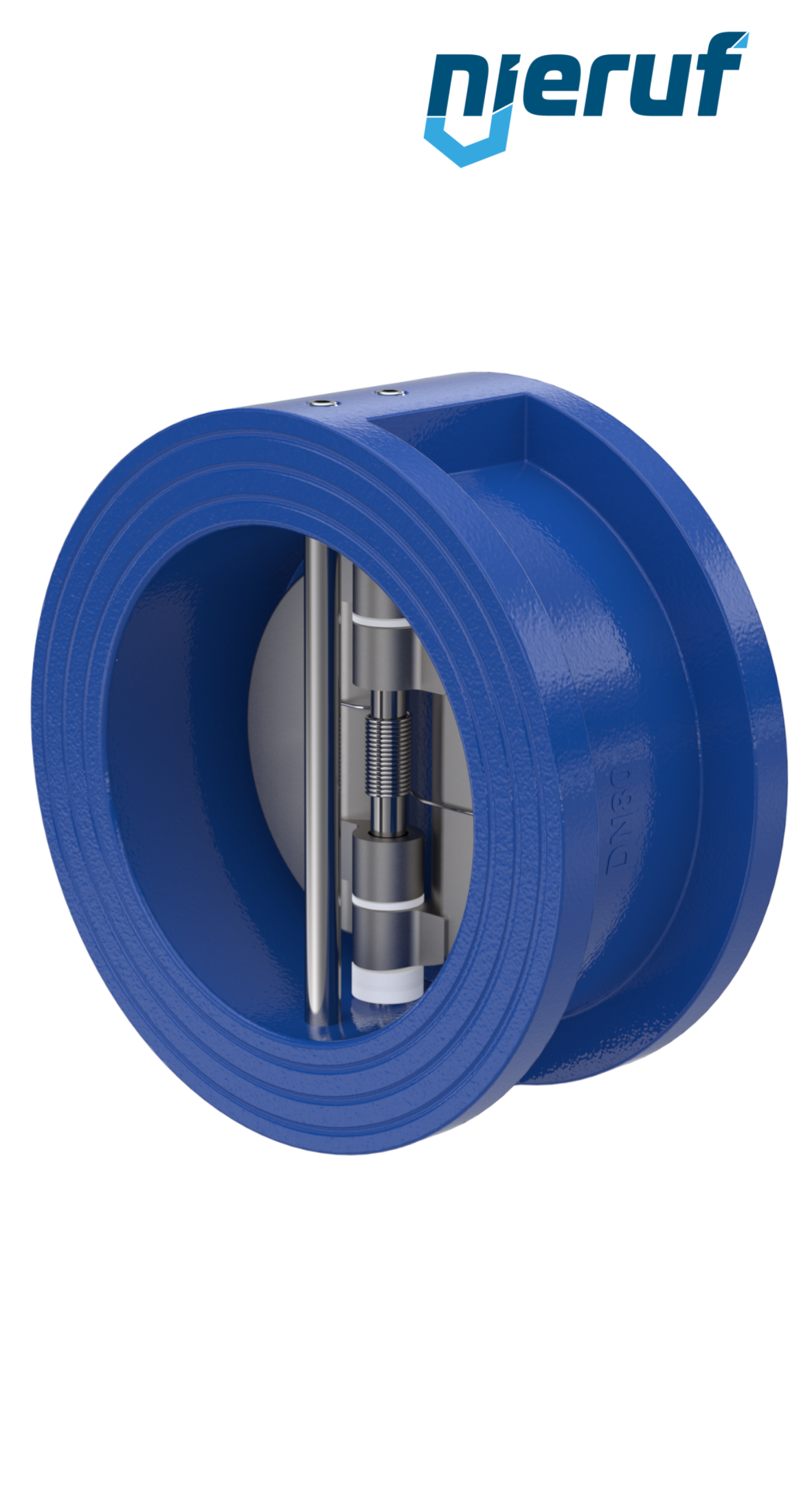 Doppelflügel-Rückschlagklappe DN80 ANSI150 DR02 ANSI 150 GGG40 epoxid-beschichtet blau 180µm FKM