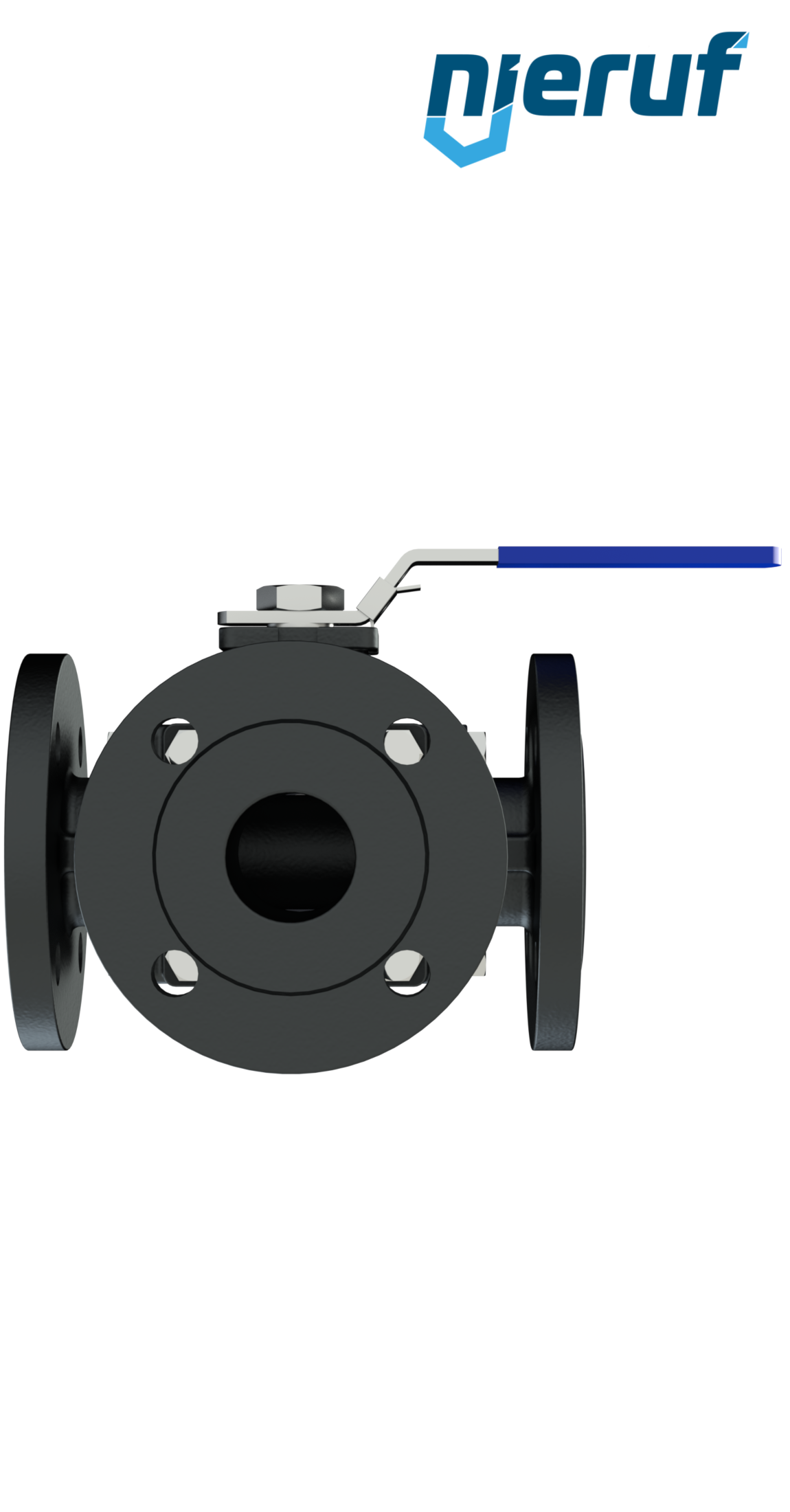 Three-way flange ball valve DN15 FK08 T drilling carbon steel 1.0619