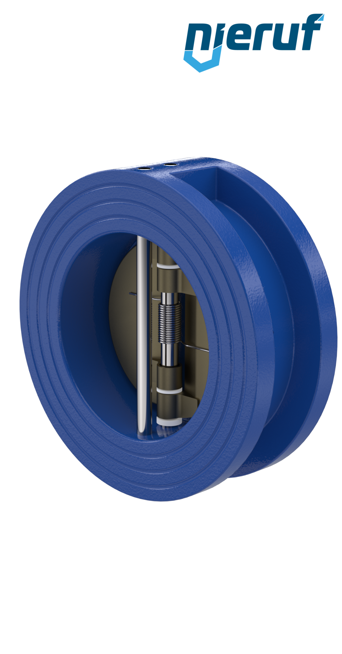 Doppelflügel-Rückschlagklappe DN65 ANSI150 DR04 ANSI 150 GGG40 epoxid-beschichtet blau 180µm FKM