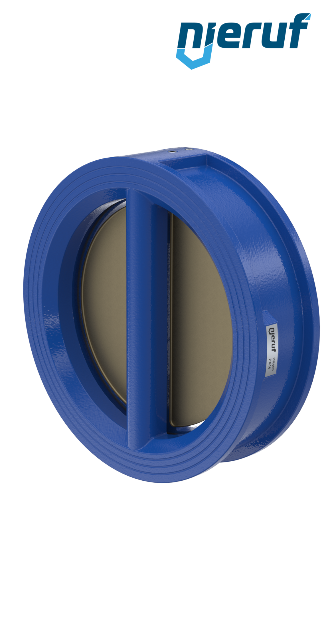 Doppelflügel-Rückschlagklappe DN450 ANSI150 DR04 ANSI 150 GGG40 epoxid-beschichtet blau 180µm NBR
