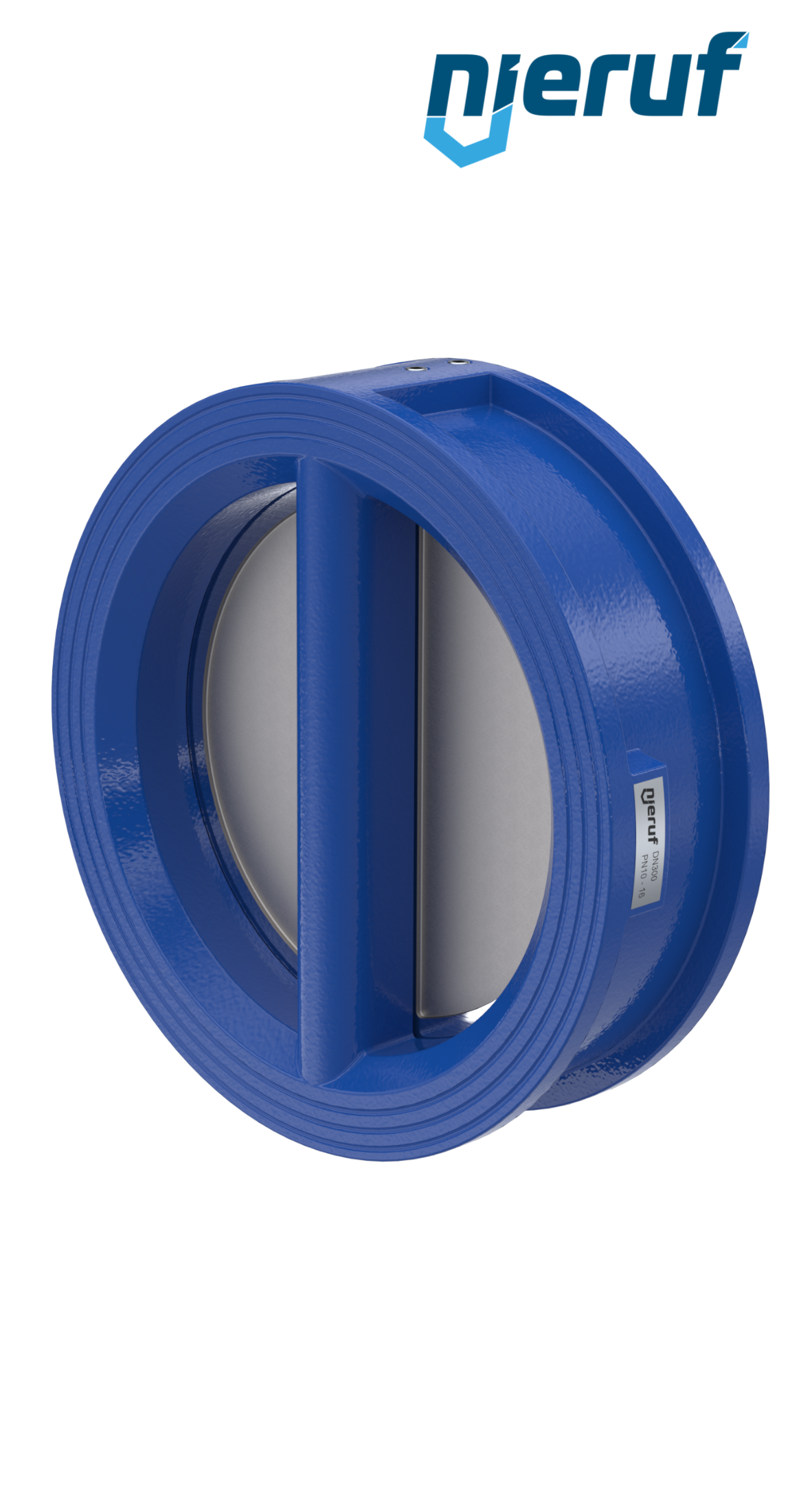 Doppelflügel-Rückschlagklappe DN300 ANSI150 DR01 ANSI 150 GGG40 epoxid-beschichtet blau 180µm FKM