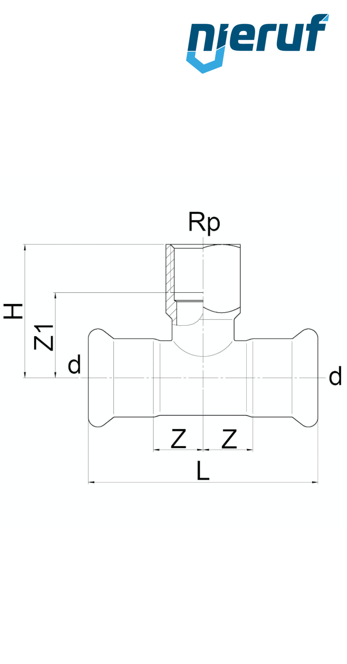 Raccordo a T a pressare F x F DN25 - 28,0 mm filettatura interna 1" pollice acciaio inox