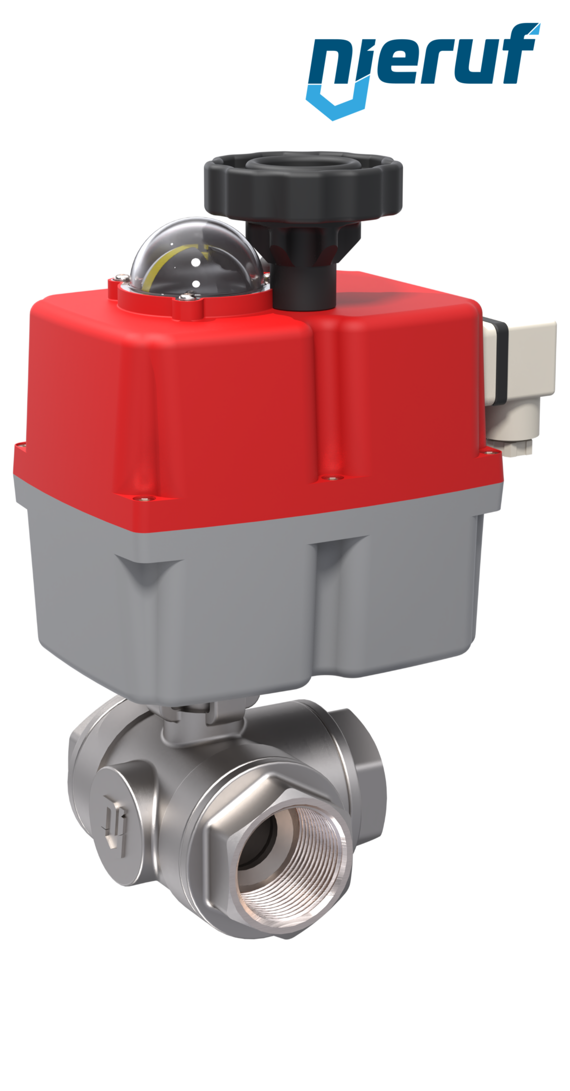 3-drożny elektryczny zawór kulowy 24-240V DN8 - 1/4" cala ze stali nierdzewnej zredukowany przepływ z otworem L