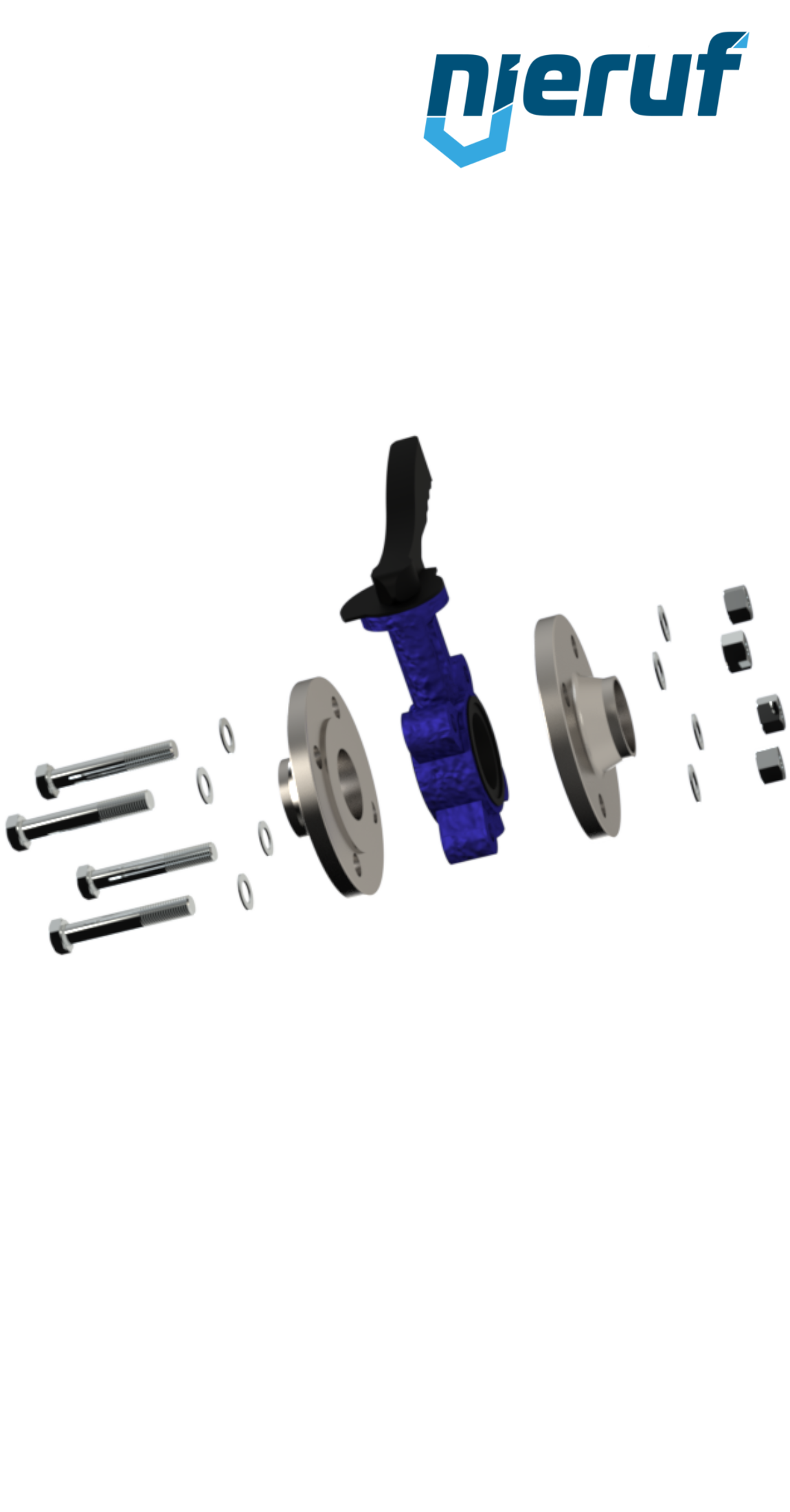 set di assemblaggio valvola a farfalla / flangia DN50 - 2" pollici per flangia PN10 acciaio inossidabile