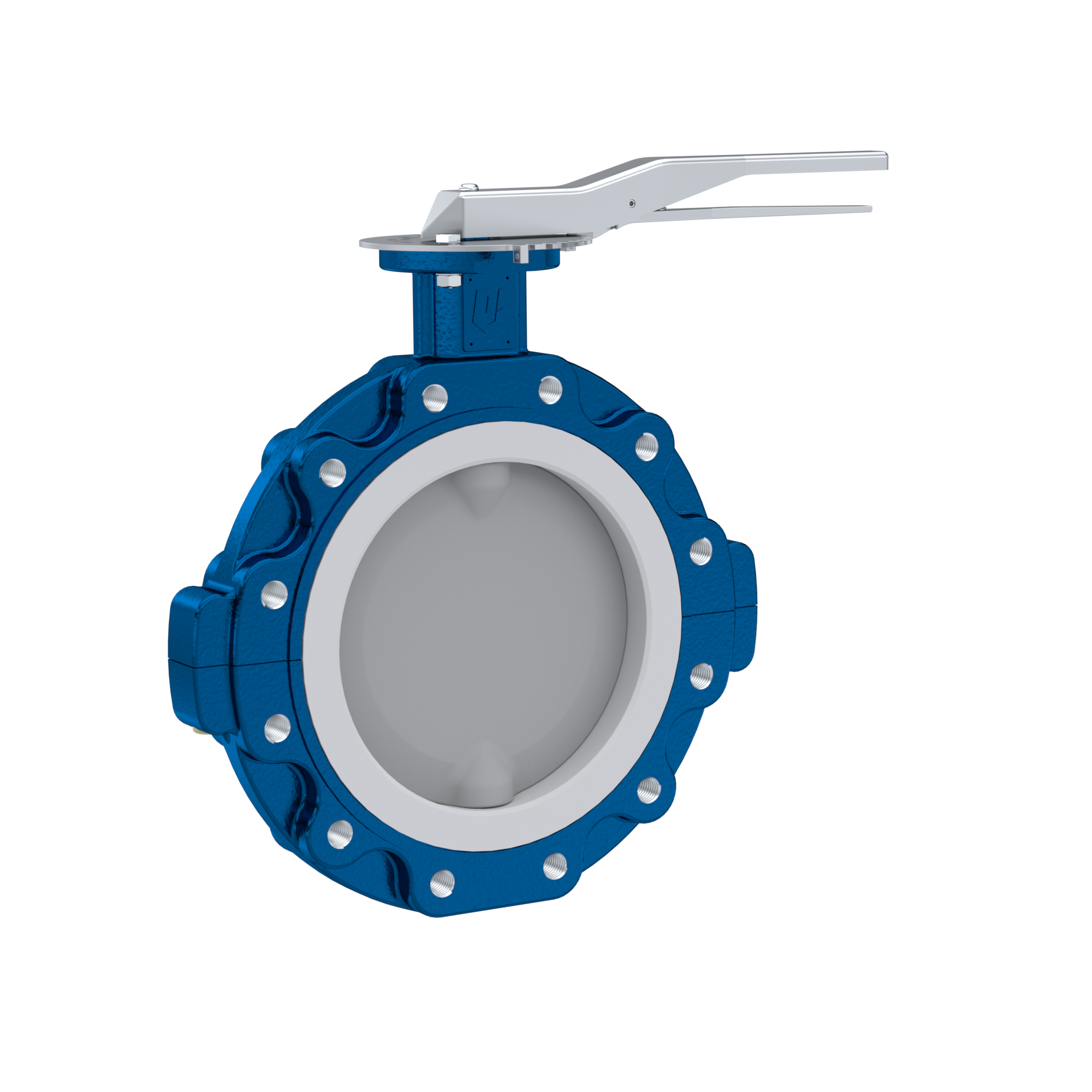 PFA-Absperrklappe PTFE AK10 DN250 ANSI150 Rasthebel Silikon Einlage