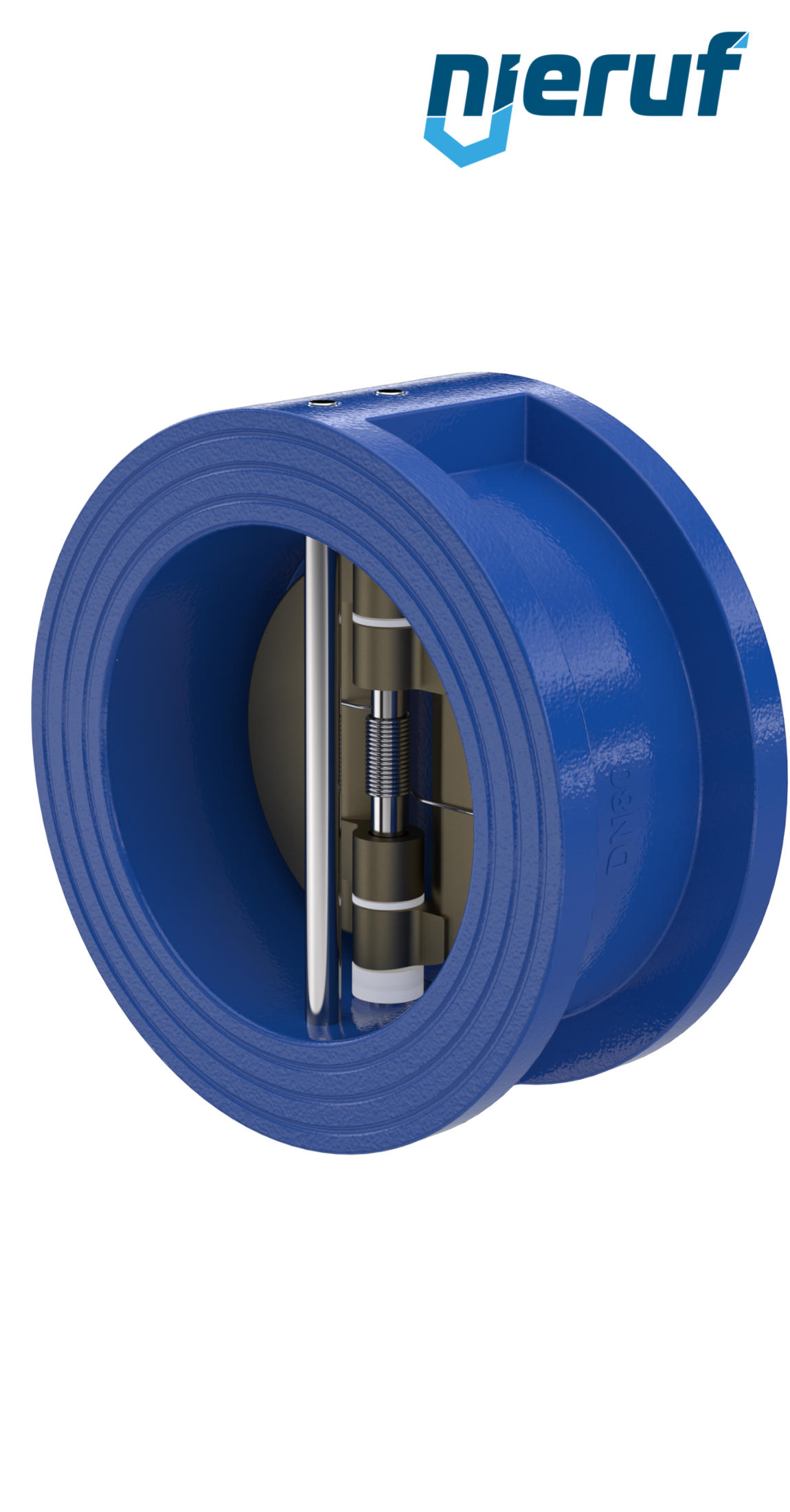 Doppelflügel-Rückschlagklappe DN80 ANSI150 DR04 ANSI 150 GGG40 epoxid-beschichtet blau 180µm FKM