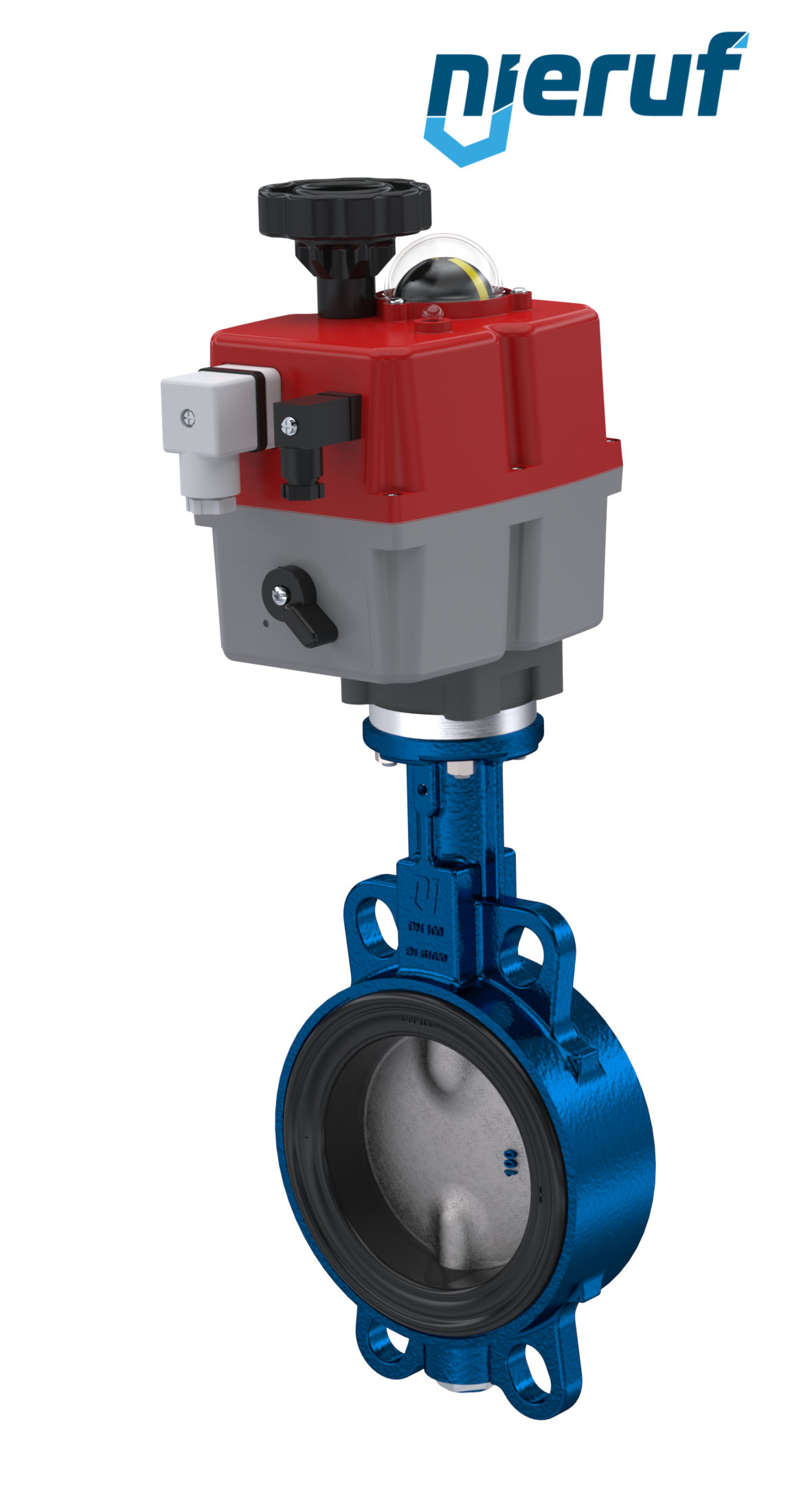 Absperrklappe DN 80 mit Zentrieraugen elektrischer Antrieb 24-240V DVGW Gas