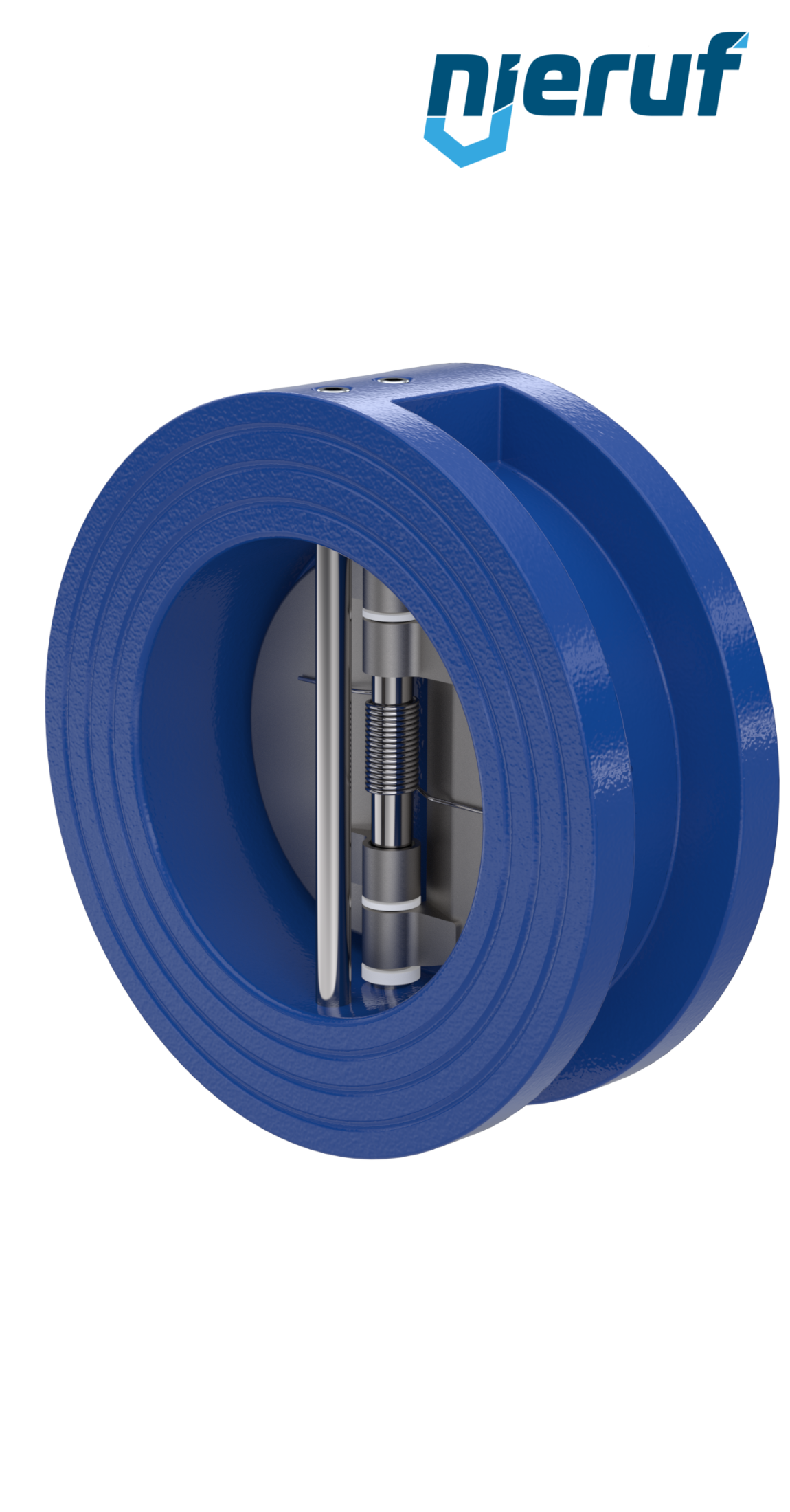 Doppelflügel-Rückschlagklappe DN65 ANSI150 DR02 ANSI 150 GGG40 epoxid-beschichtet blau 180µm FKM