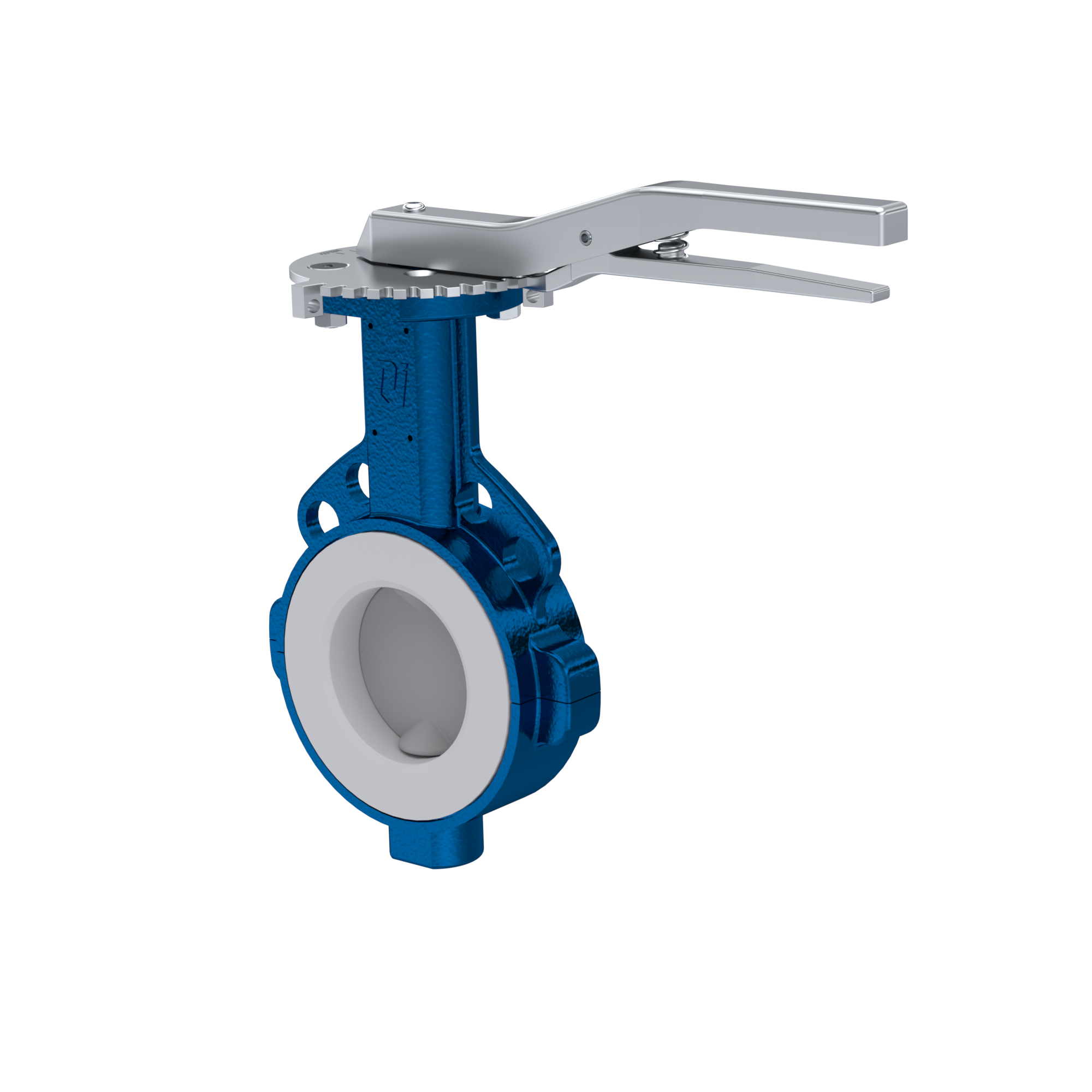 PFA-Absperrklappe PTFE AK09 DN100 ANSI150 Rasthebel Silikon Einlage