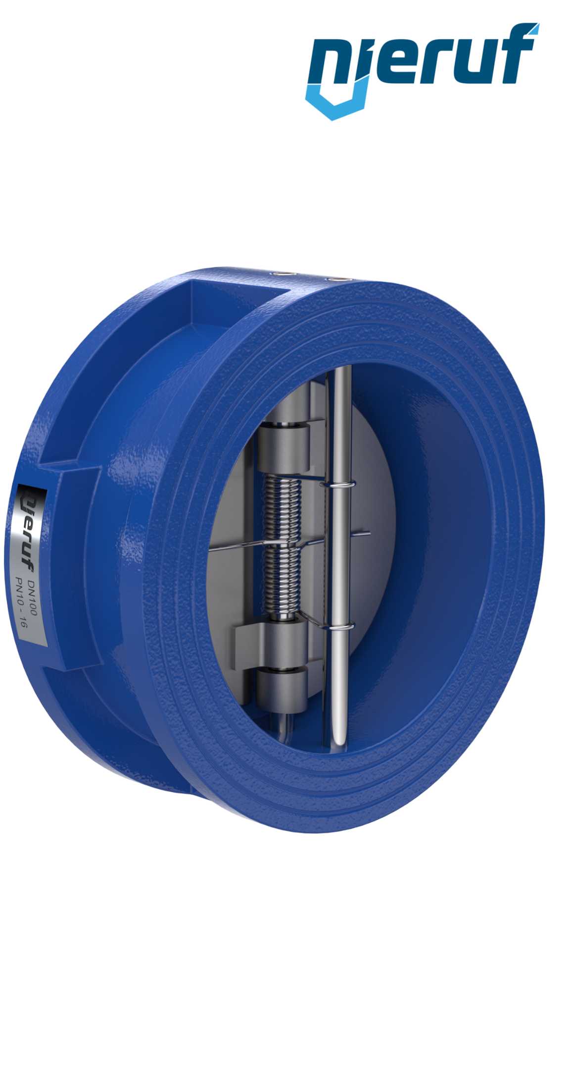 Doppelflügel-Rückschlagklappe DN100 ANSI150 DR02 ANSI 150 GGG40 epoxid-beschichtet blau 180µm NBR