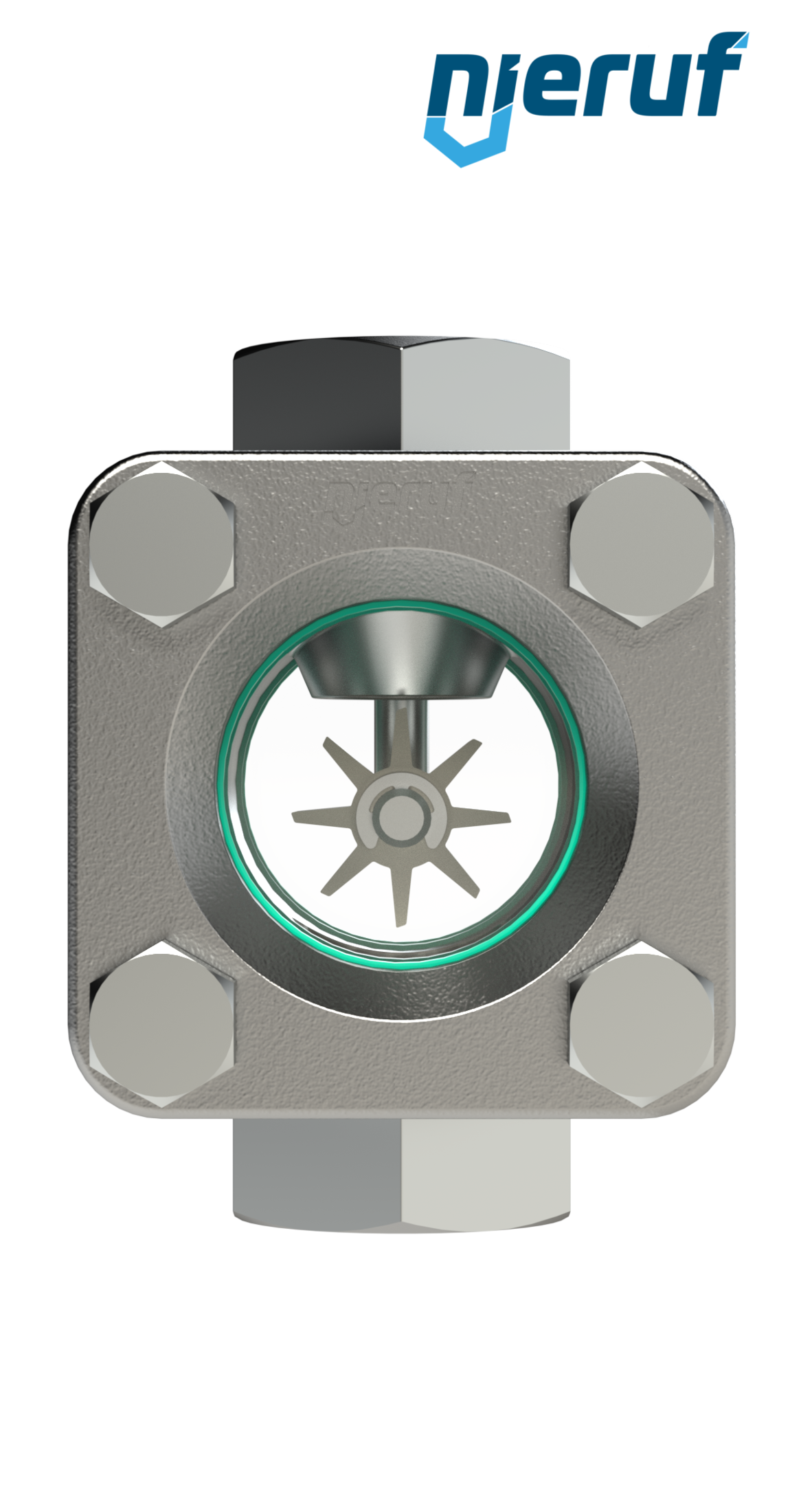 spia visiva / indicatore di flusso DN10 - 3/8" pollici  acciaio inossidabile vetro calciosodico versione con rotore in PTFE