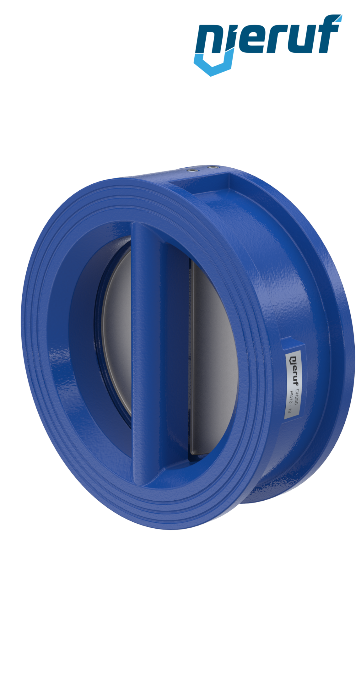 Doppelflügel-Rückschlagklappe DN250 ANSI150 DR01 ANSI 150 GGG40 epoxid-beschichtet blau 180µm NBR