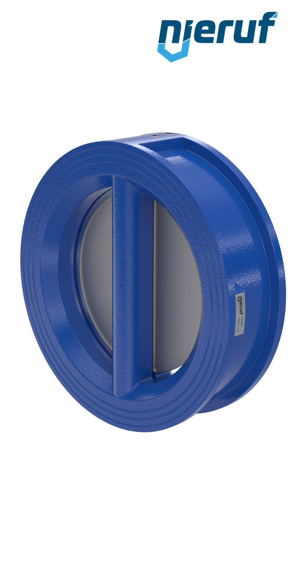 Doppelflügel-Rückschlagklappe DN350 ANSI150 DR02 ANSI 150 GGG40 epoxid-beschichtet blau 180µm EPDM