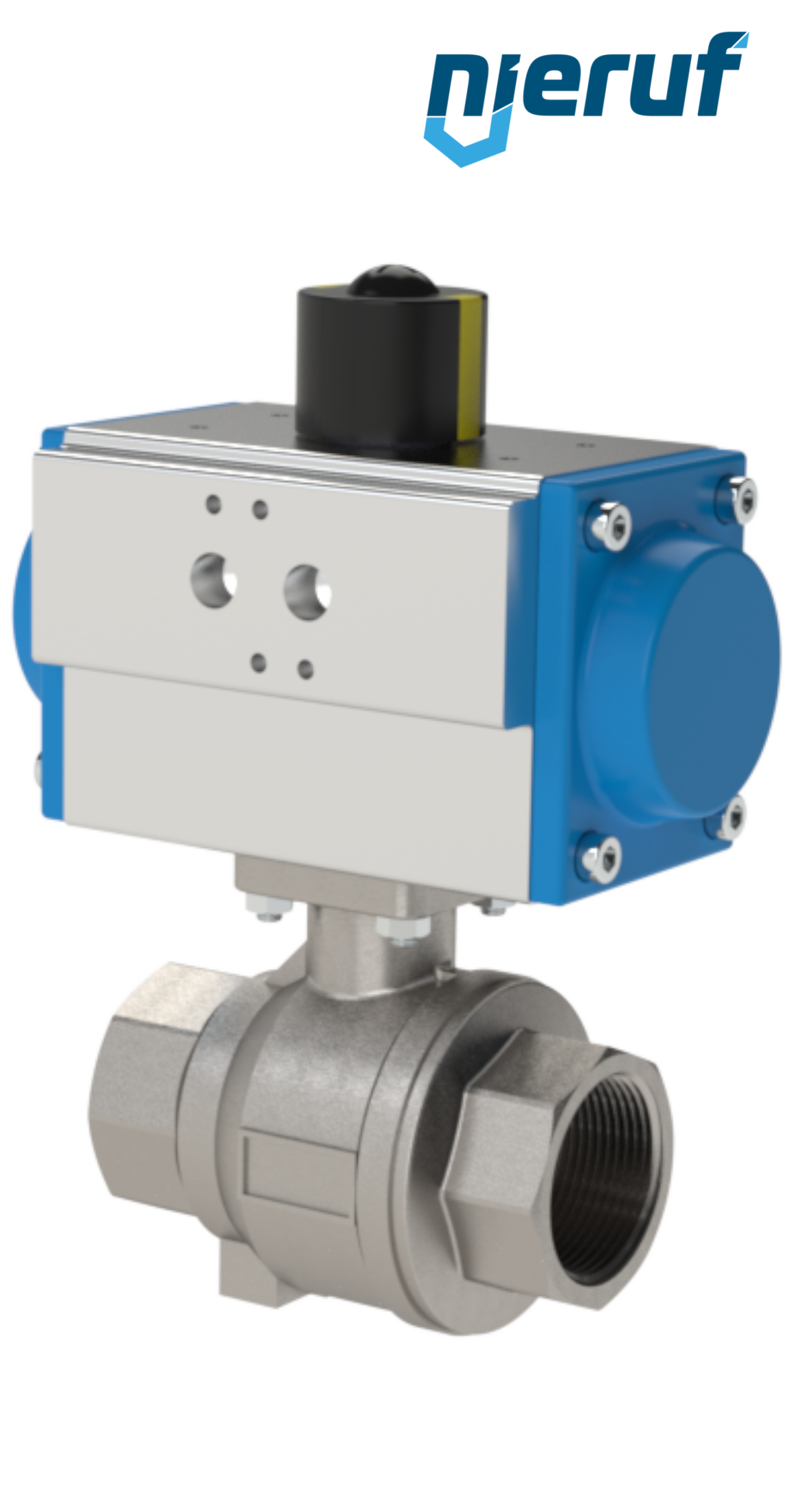 valvola a sfera con attuatore pneumatico DN32 - 1 1/4" pollici acciaio inossidabile azionamento rotativo a effetto semplice chiusura a molla PK02 DVGW W