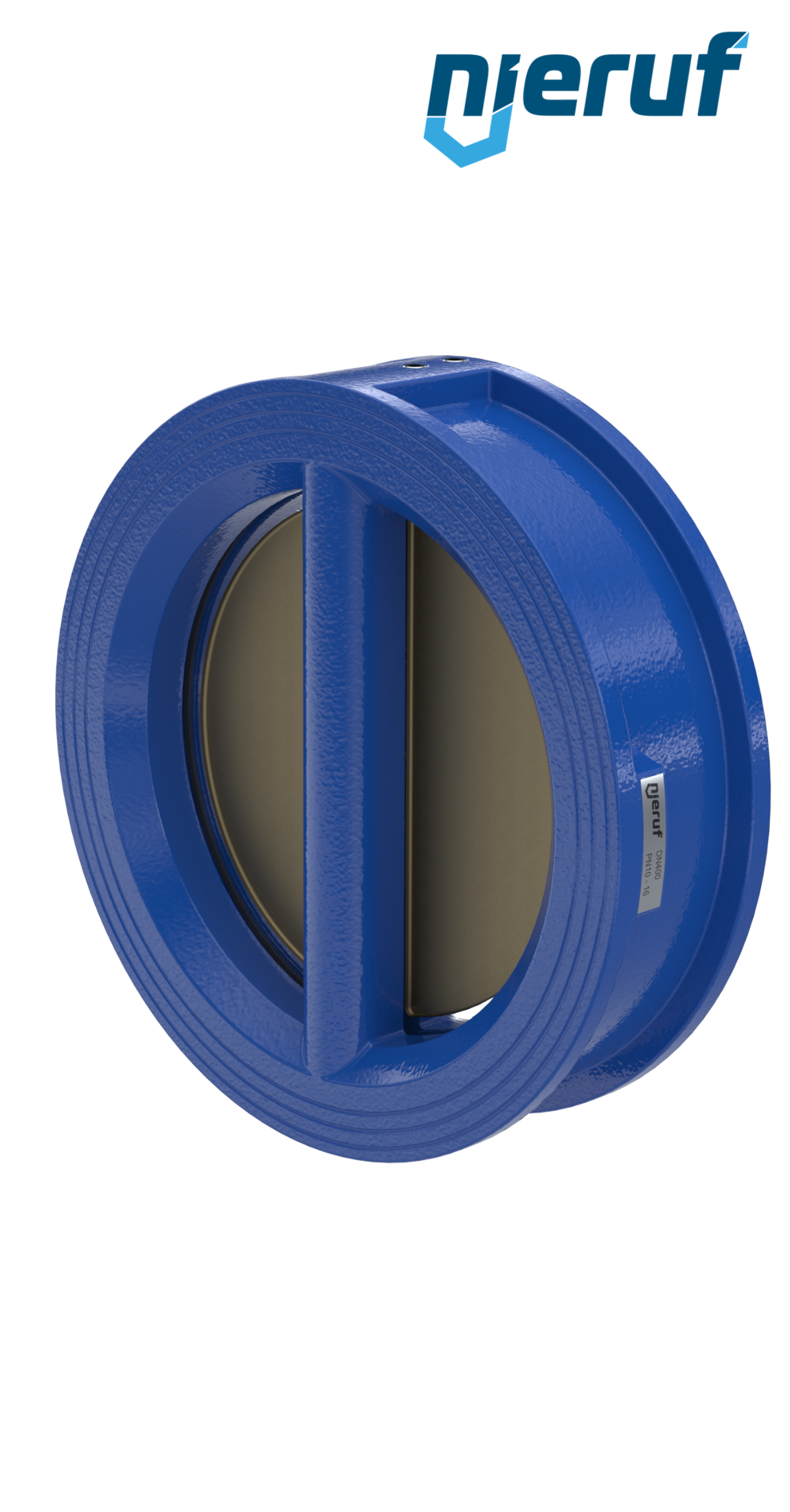 Doppelflügel-Rückschlagklappe DN400 ANSI150 DR04 ANSI 150 GGG40 epoxid-beschichtet blau 180µm EPDM