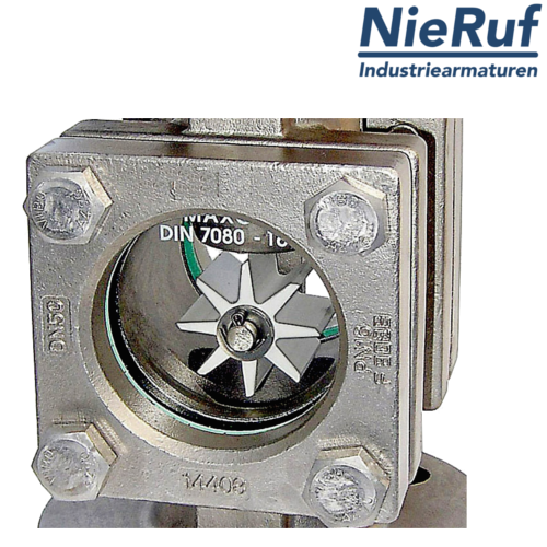 Flansch Schauglas DN200 - 8" Zoll Stahlguss Borosilikatglas Version mit PTFE-Rotor