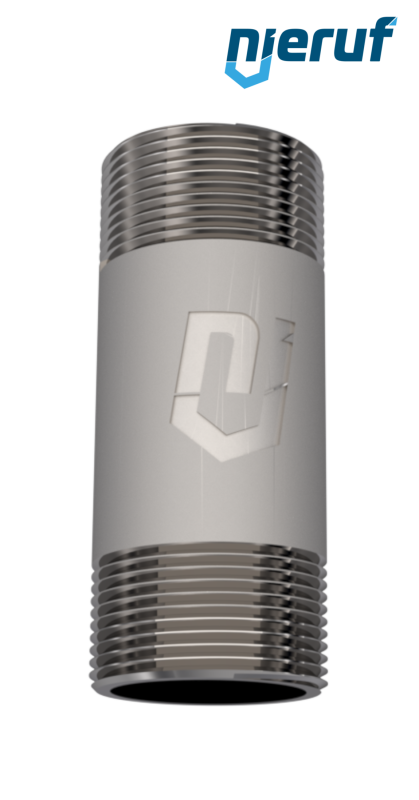 Rohrnippel 3/8" Zoll AG Edelstahl 1.4571 Länge von 80 mm