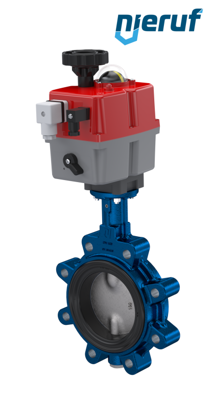 Absperrklappe DN 100 mit Gewindeaugen elektrischer Antrieb 24-240V FPM