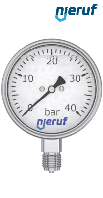 Manometer G 1/2" radial 100 mm Edelstahl MM07 0 - 1,0 bar mit Glyzerinfüllung
