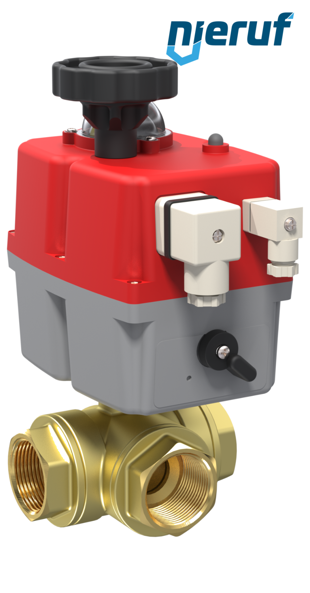 3 Wege Kugelhahn elektrisch 24-240V DN8 - 1/4" Zoll Messing voller Durchgang mit L-Bohrung