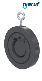 Zwischenflansch-Rückschlagklappe DN40 ZR05 Kunststoff PVC-U FKM (Viton)