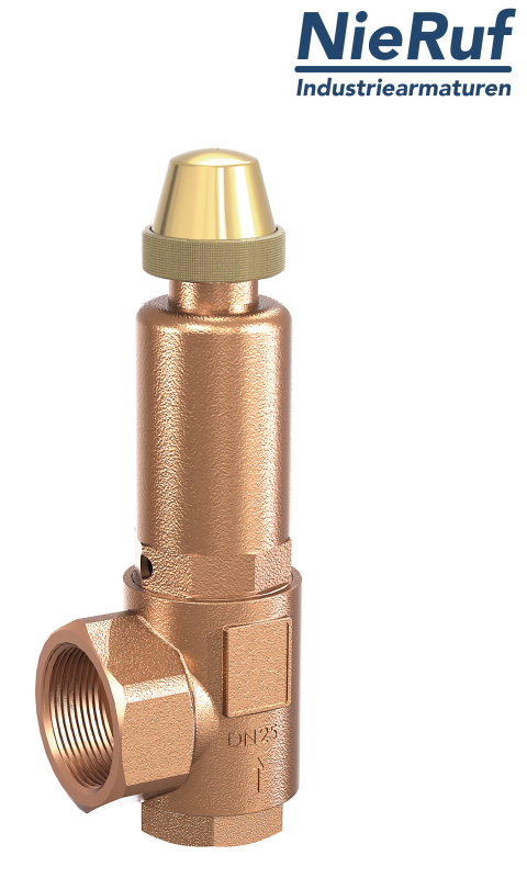 Eck-Sicherheitsventil 1" x 1 1/2" IG SV04 flüssige Medien, Rotguss EPDM