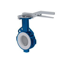 PFA-Absperrklappe PTFE AK09 DN65 PN10-PN16 Rasthebel FKM Einlage