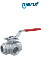 3  way ball valve DN40 - 1 1/2" inch GK09 stainless steel T drilling