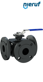 Three-way flange ball valve DN25 FK08 L Drilling carbon steel 1.0619