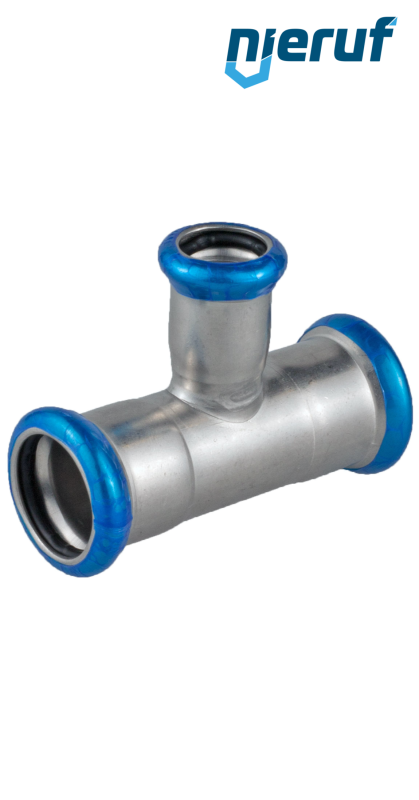 T-fitting reduced F x F Pressfitting DN80 x DN65 stainless steel
